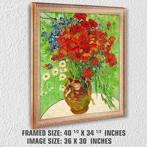 Miniatura 593 de A&T ARTWORK The Starry Night de Vincent Van Gogh. Tamaño del marco: 36 x 30 pulgadas, tamaño de la imagen: 30 x 24 pulgadas, reproducciones clásicas