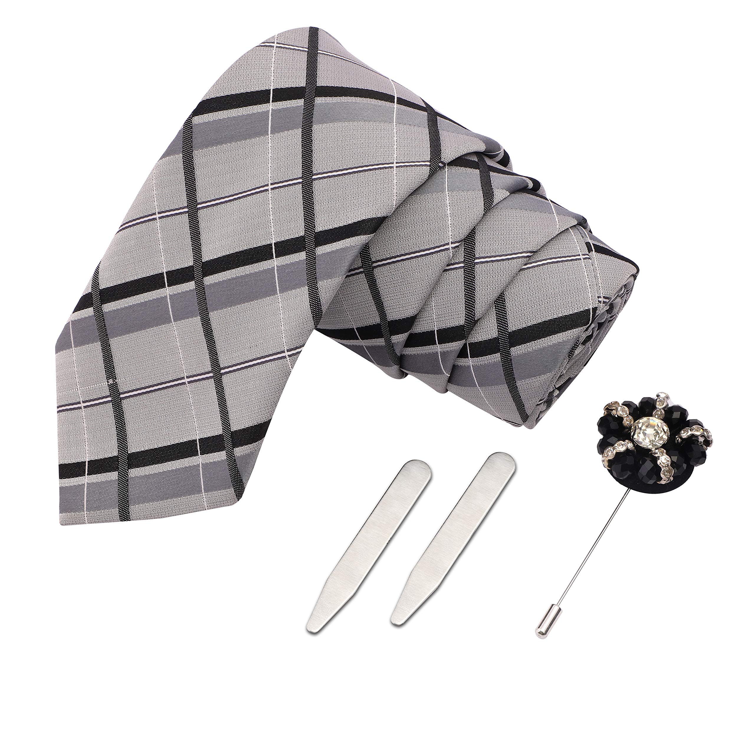 PELUCHE Sceneric Grey Colored Microfiber Necktie For Men