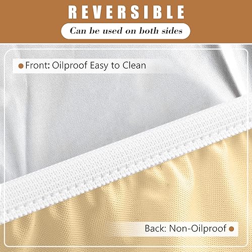 Miniatura 2 de Paquete de 2 manteles redondos ajustables color marrón con bordes elásticos, impermeable, resistente a las manchas, para uso en exteriores e