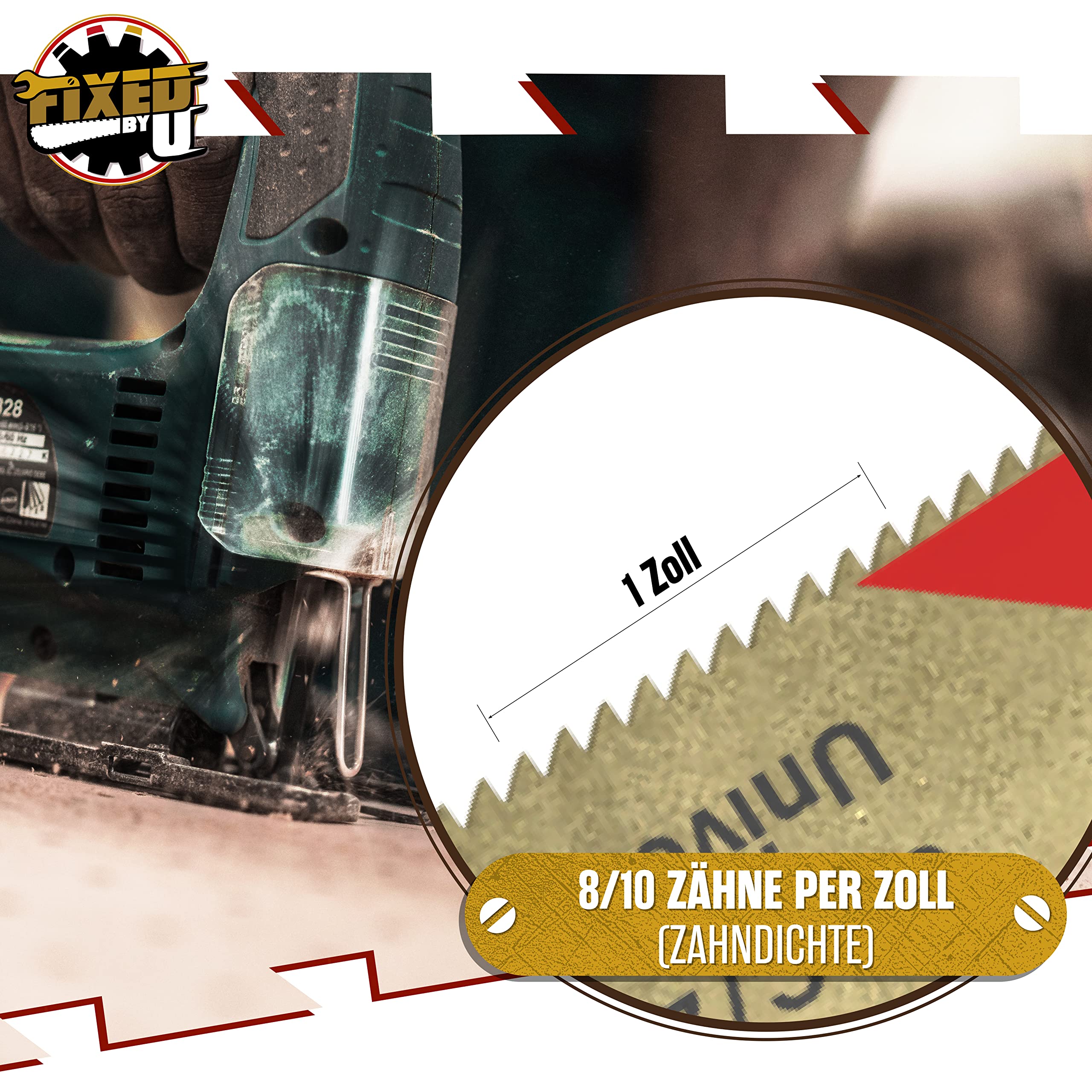 10x hoja de sierra de sable 810C/225 bimetálica para madera con restos de metal, acero a partir de 3 mm - 225 x19 x0,9 mm, ZPZ 8/10 - Made in Germany