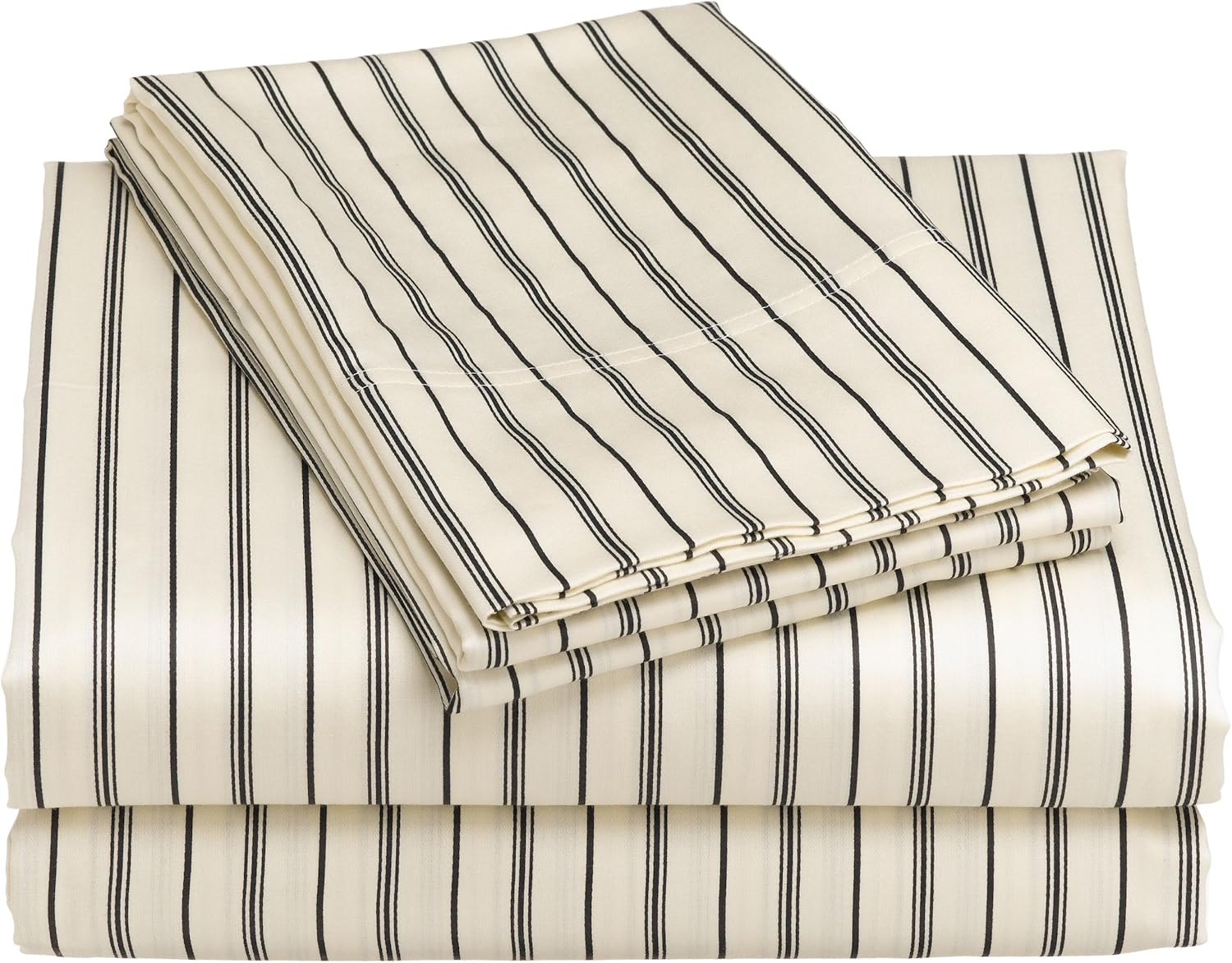 Elite Home Regency Collection 310ThreadCount Maxine Stripe Twin Sheet Set, Black