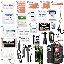 EVERLIT 250 Pieces Survival First Aid Kit IFAK EMT Molle Pouch Survival Kit Outdoor Gear Emergency Kits Trauma Bag for Camping Boat Hunting Hiking Home Car Earthquake and Adventures
