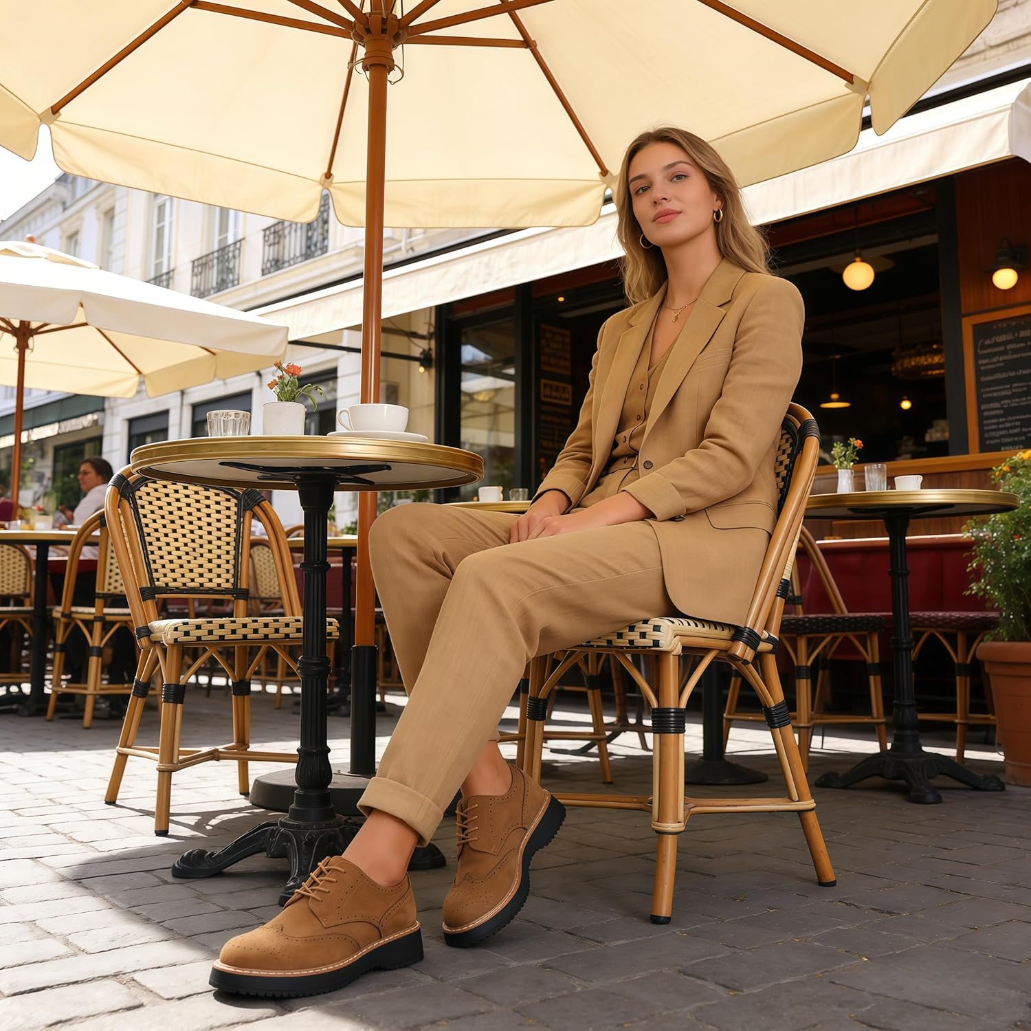 Women's Lace Up Oxfords Shoes Chunky Platform Round Toe Penny Loafers Non-Slip Sole