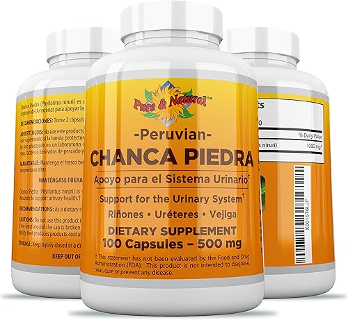 Chanca Piedra 100 unidades  500 mg rompepiedras peruano de materia prima  2 cápsulas por porción trituradora de piedras