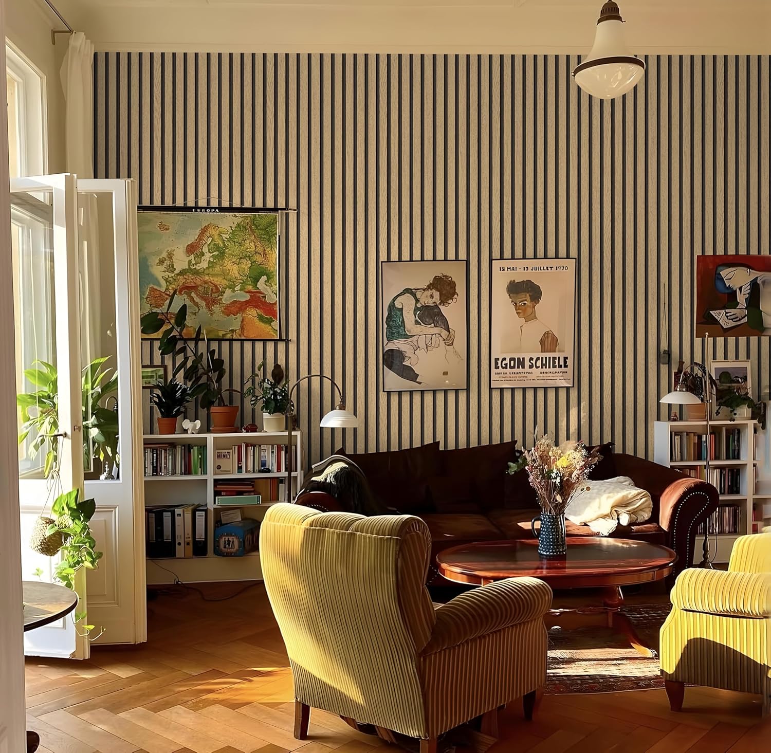 myforHD Wallpaper Peel and Stick Wood Grating Stripe Self-Adhesive Wallpaper Faux Wood Contact Paper Wood Slats Self Adhesive Wall Paper PVC Vinyl Film Removable Waterproof 17.3" x 393"