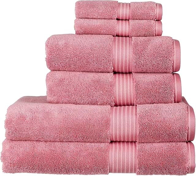 Christy Supreme Hygro 6 Piece Towel Set | Blush Pink | 100% Luxury Supim...