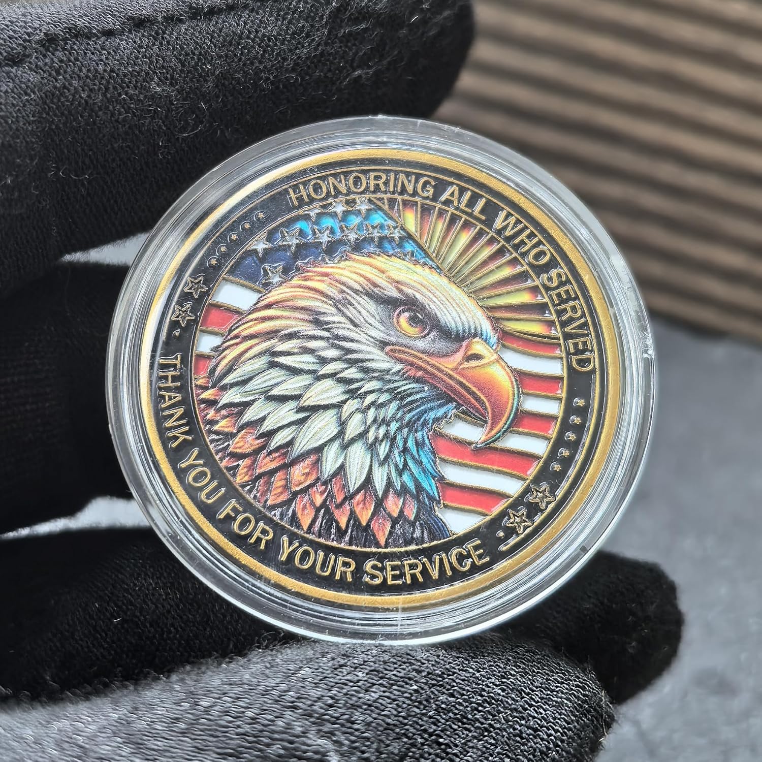 U.S. Military “Honor Duty Sacrifice” Challenge Coin with Protective Case - High Relief Zinc Alloy Veteran Tribute Collectible, “Thank You for Your Service” Keepsake Gift (1.57")
