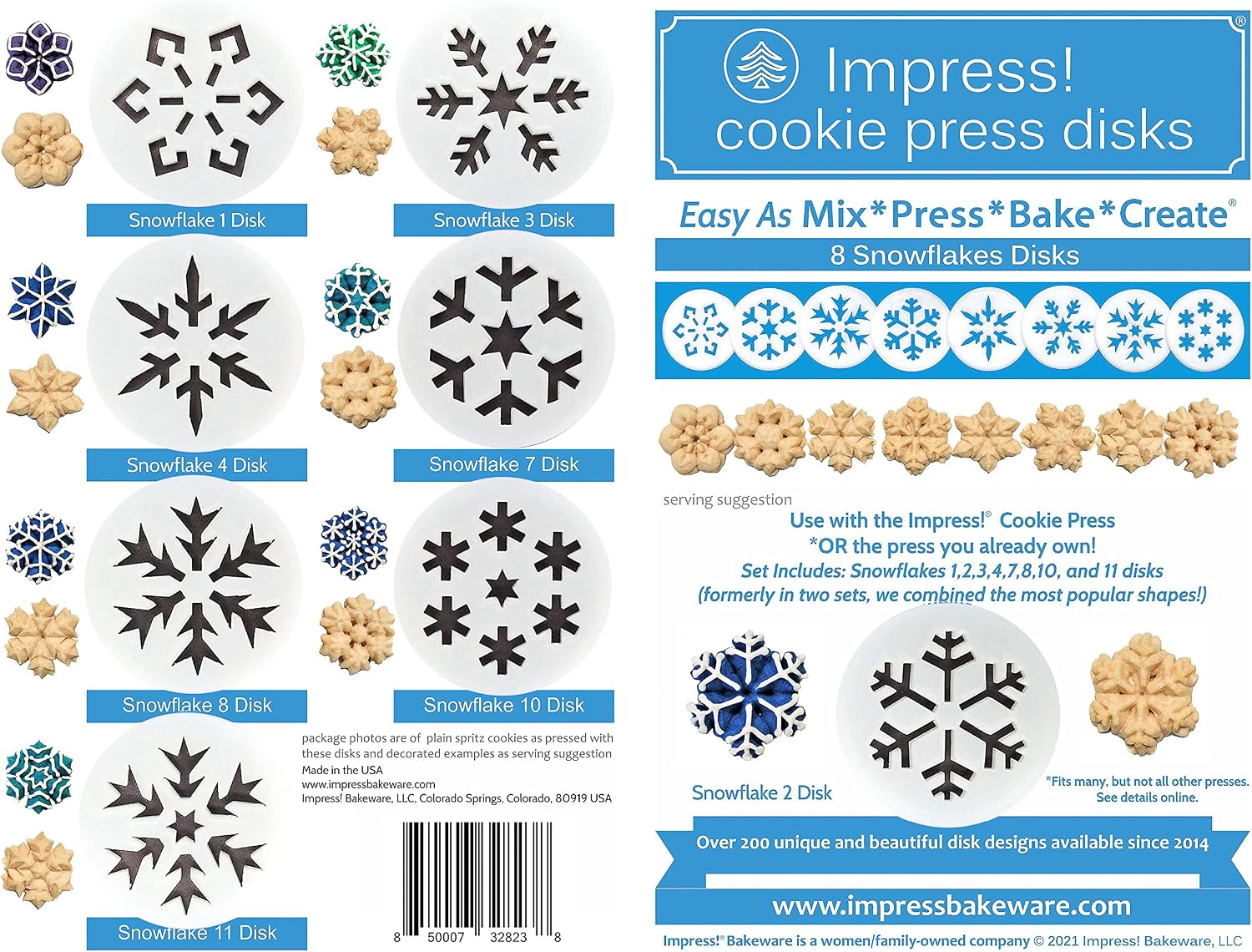 Impress Cookie Press Disks - Snowflakes Set of 8