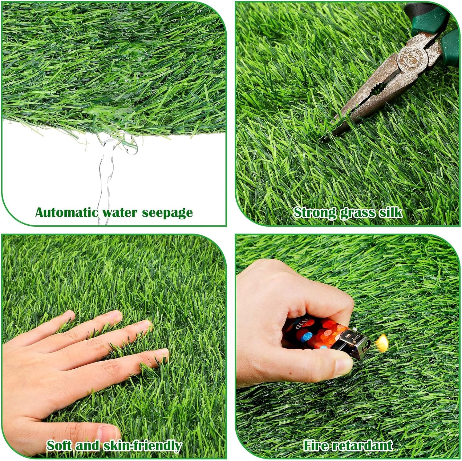 2 Pcs 5 x 3 ft Fake Grass Decor Indoor Outdoor Dog Mat Grass Carpet Green Realistic Camping Rug Tent Turf Carpet for Fairy Garden Accessories Yard Dollhouse Landscape - Image 4