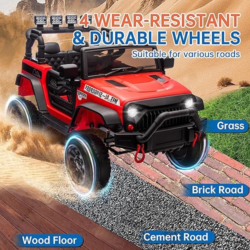 Miniatura 3 de Auto Jeep de 24 V, juguetes para niños con control remoto para padres, autos eléctricos de 400 W para niños con suspensión de 4 ruedas, Bluetooth,