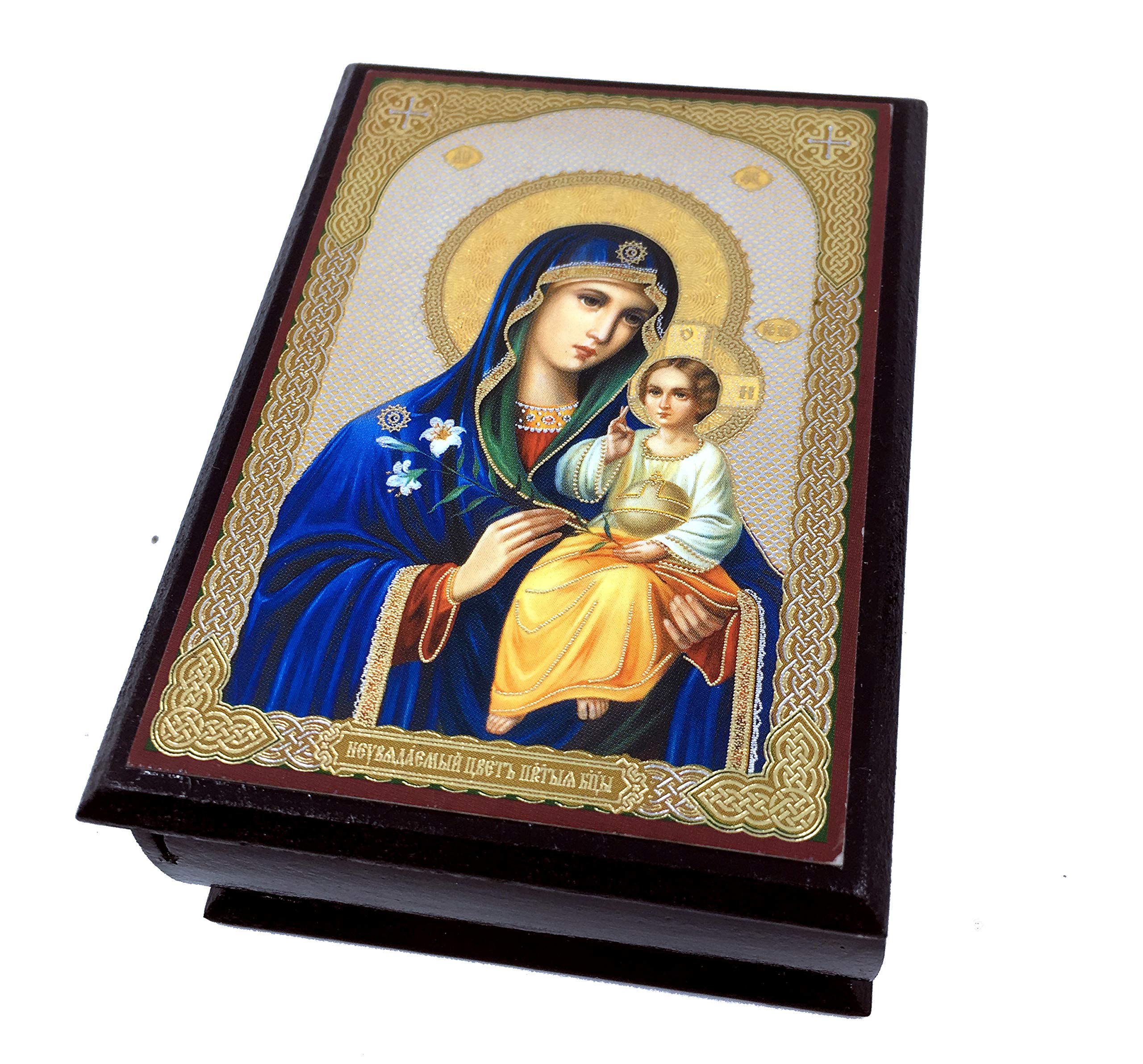 Rosary Keepsake Box - Virgin Mary Eternal Bloom - Decorative Trinket Icon Box