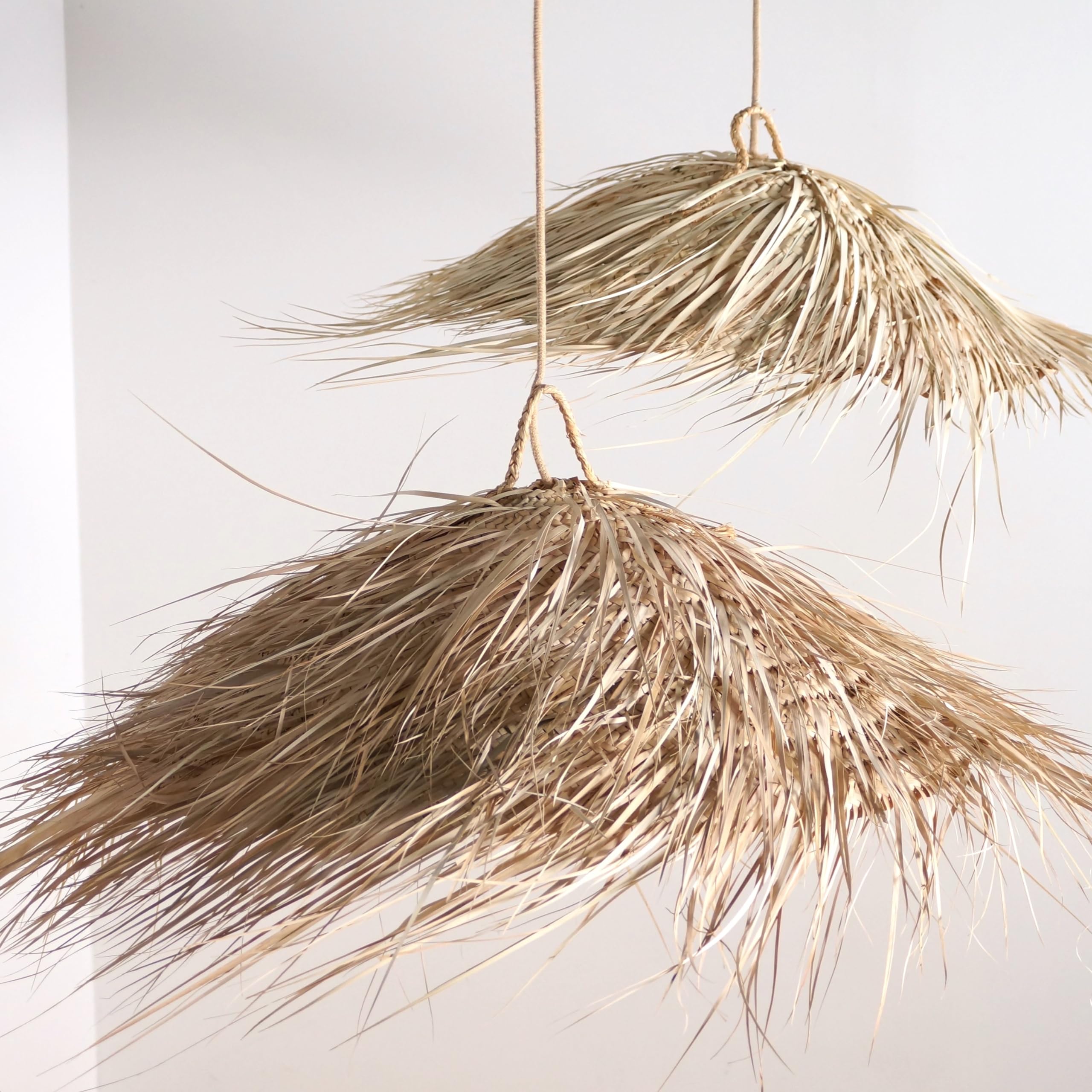 Suspension Luminaire en Paille, Abat jour Suspension Parasol naturel, Fait Main (Taille S Ø60cm)