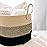 OrganiHaus Large Woven Storage Basket for Blankets and Toys 20 x 13 Inch, Rope Laundry Basket with Handles, Cushions & Pillows Storage Bin, Nursery Hamper, Soft Round Dog Toy Bin - Brown/Black