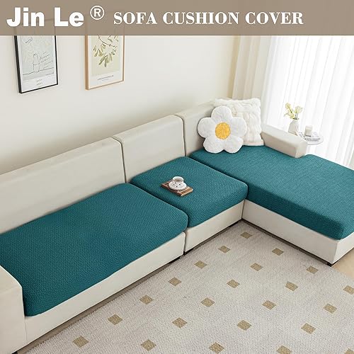 Miniatura 2 de Jin Le Fundas de cojín elásticas individuales para sofá, juego de fundas de cojín de asiento de tela jacquard, lavables, suaves, flexibles, con