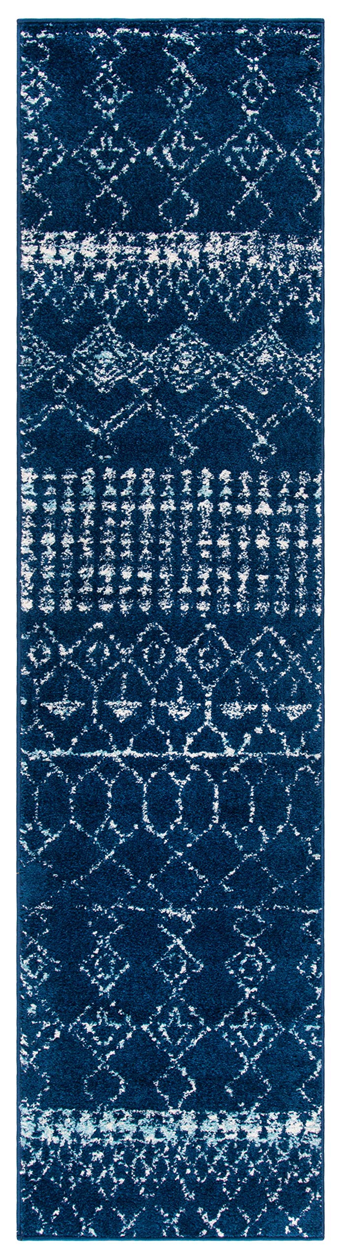 Safavieh Boho Rug for Living Room Dining Room, Bedroom - Tulum Collection, Short Pile, in Navy and Ivory, 91 X 152 cm - Image 3