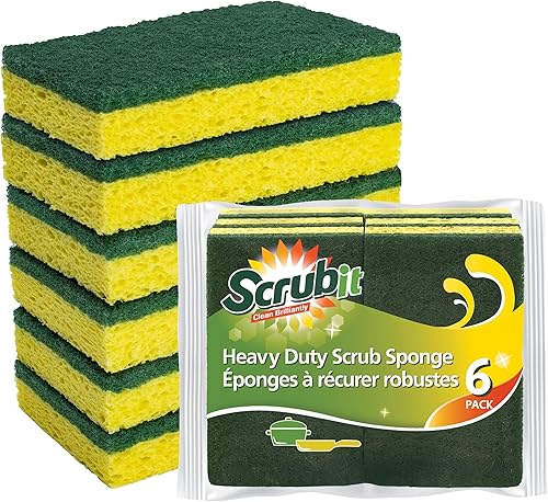 SCRUBIT Esponja exfoliante resistente, hecha de celulosa resistente, respetuosa con el medio ambiente, dura meses de limpieza de cocina resistente