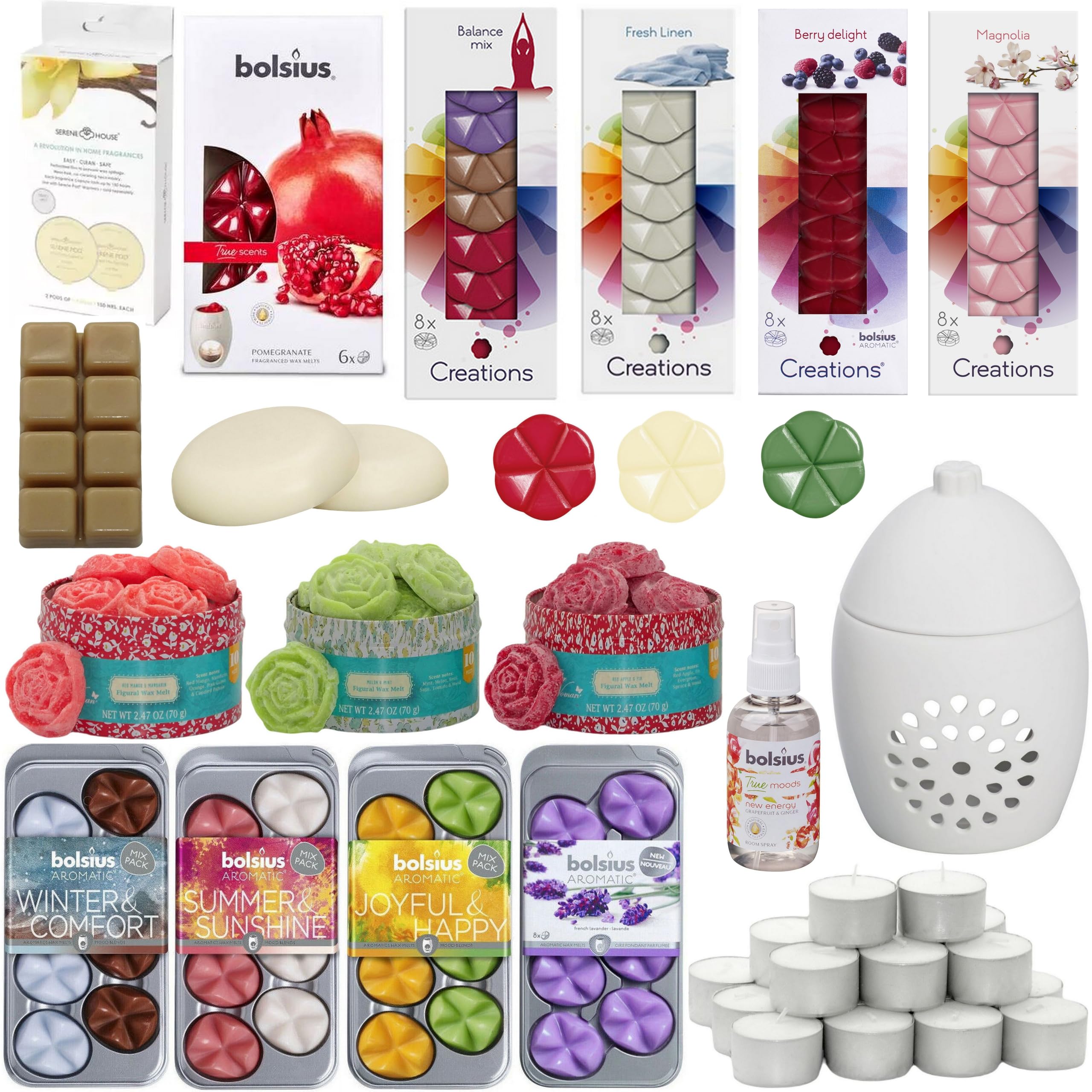 240-teilig Überraschung Duftset: 139 Duftwachs Melts + 100 Teelichter + Duftlampe, Aromatik Geschenkset Mix Paket verschiedene Düfte