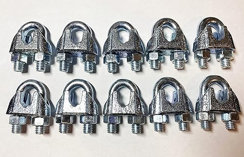 Abrazaderas de cuerda de alambre de 38 pulgadas, paquete de 10 unidades, galvanizadas galvanizadas, clip de cuerda de alambre, abrazaderas para