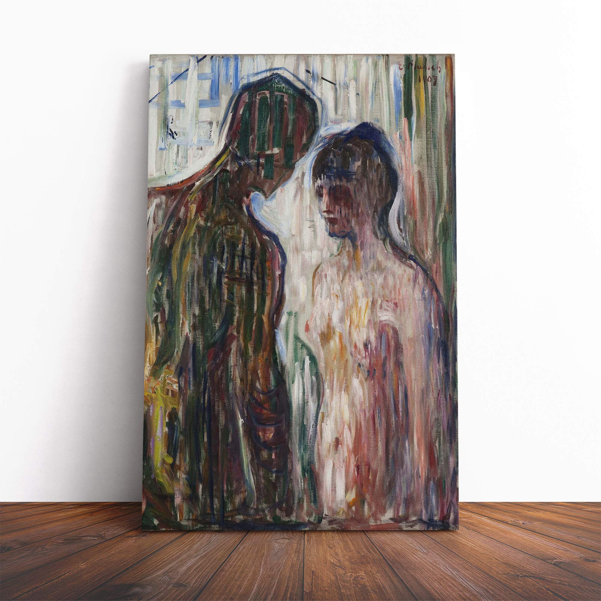 Edvard Munch Nude Man and Woman Canvas Print | Gallery Wrapped 30mm Frame Wall Art | 24x16 inches | Ready to Hang | Modern People Picture | Living Room Bedroom Lounge Office