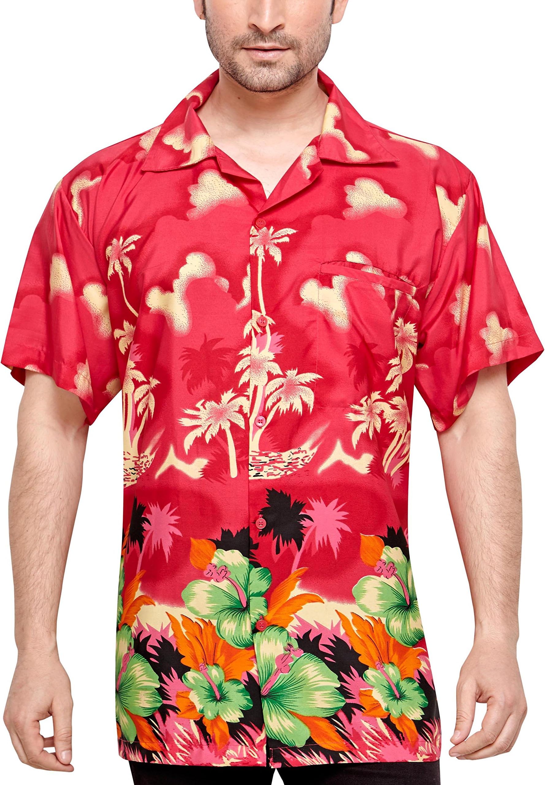 SWEET NECTAR Men's Regular Fit Classic Short Sleeve Casual Floral Hawaiian Shirt M