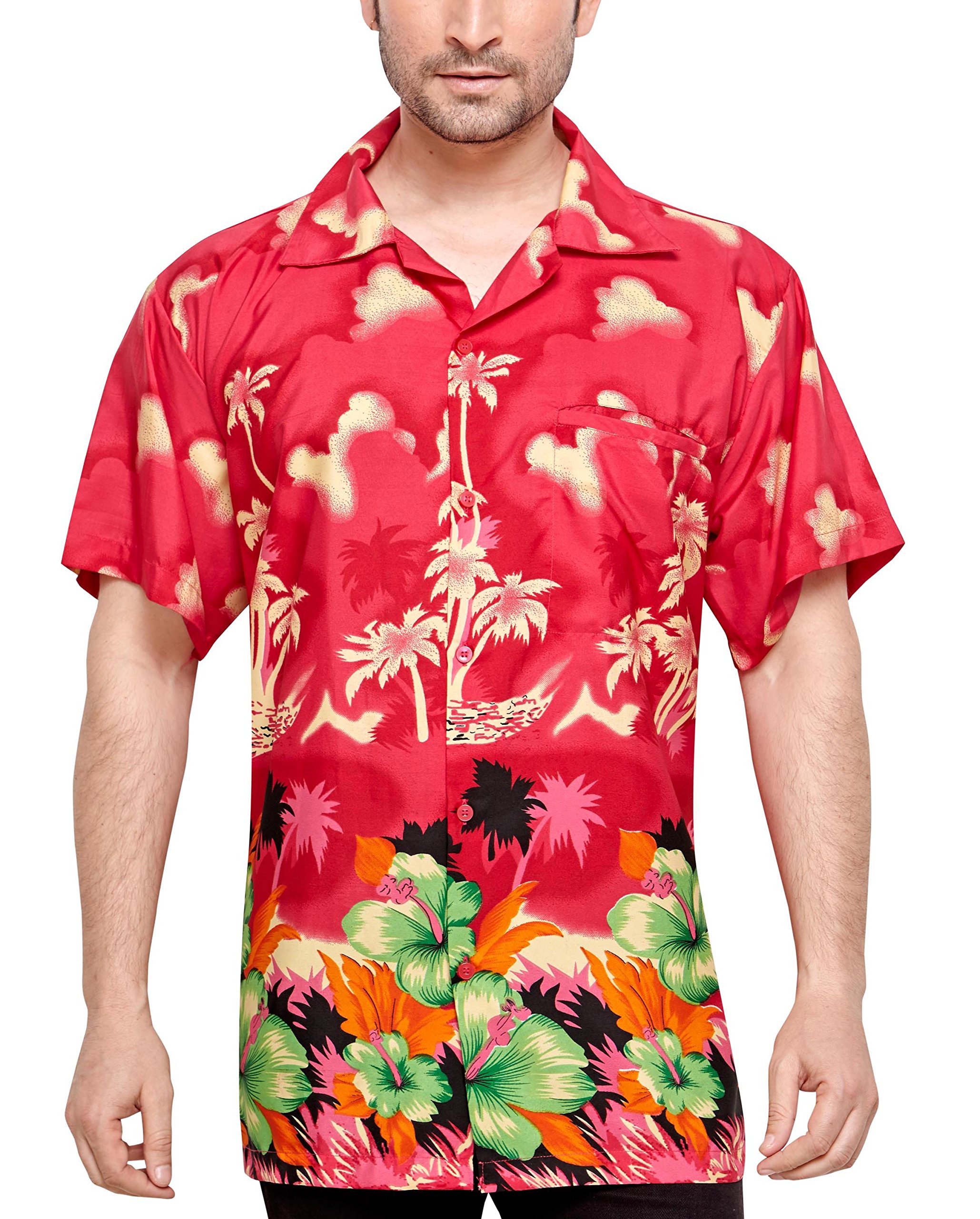 SWEET NECTAR Men's Regular Fit Classic Short Sleeve Casual Floral Hawaiian Shirt M