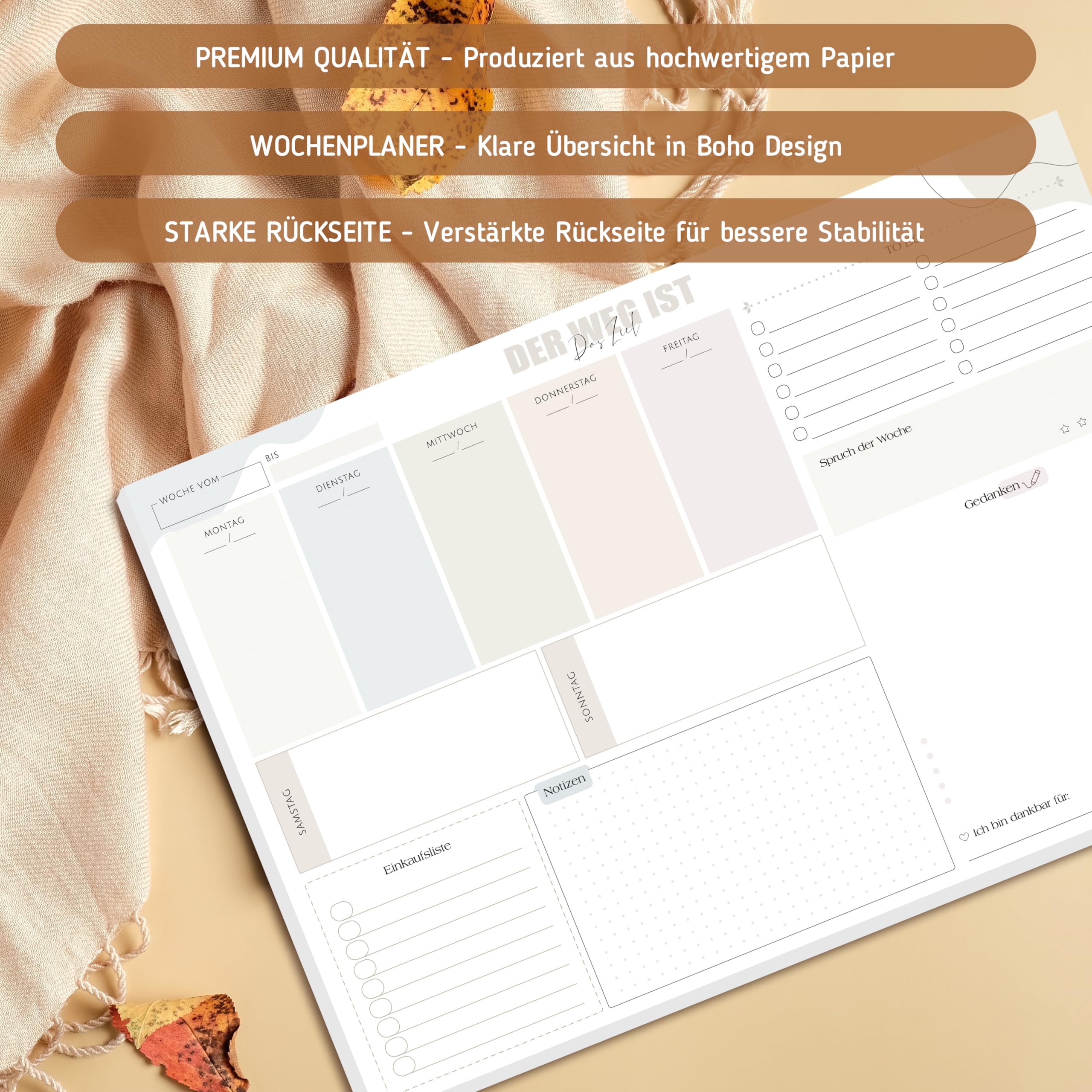 BIROYAL A3 Weekly Planner Pad - 50 Pages with To Do List - Multicoloured - 297x420mm, 280x420mm - Image 4