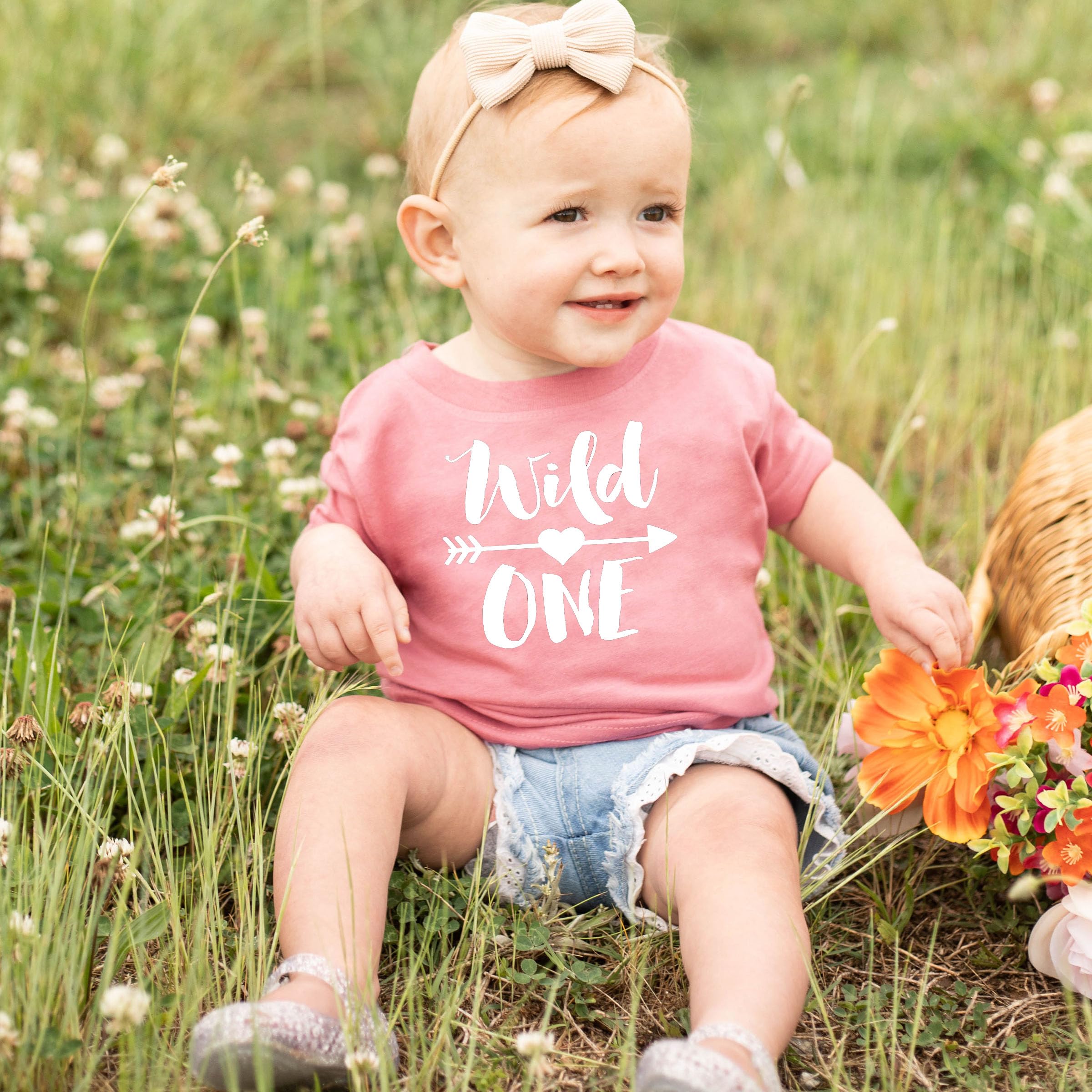 Wild One 1st Birthday Shirt for Baby Girls First Birthday Outfit Vintage Pink Shirt 12 Months