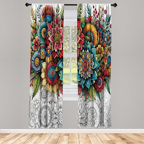 Vista 31 de Ambesonne - Cortinas multicolor para ventana