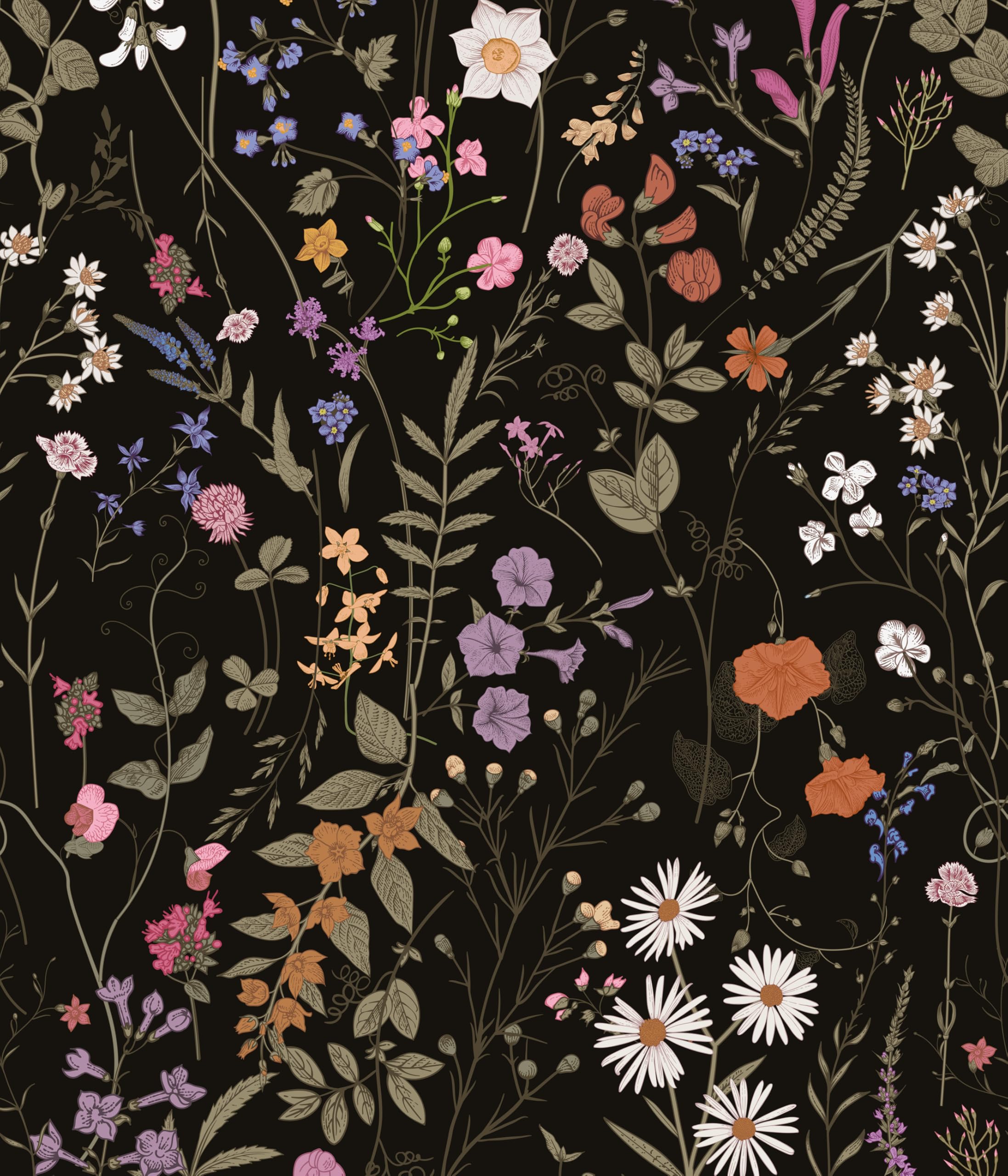 myforHD Selbstklebend Tapete Wandpapier Blume Blatt Selbstklebende Folie 44cmX1000cm Dekorfolie Möbelfolie Klebefolie PVC Vinyl Wandaufkleber