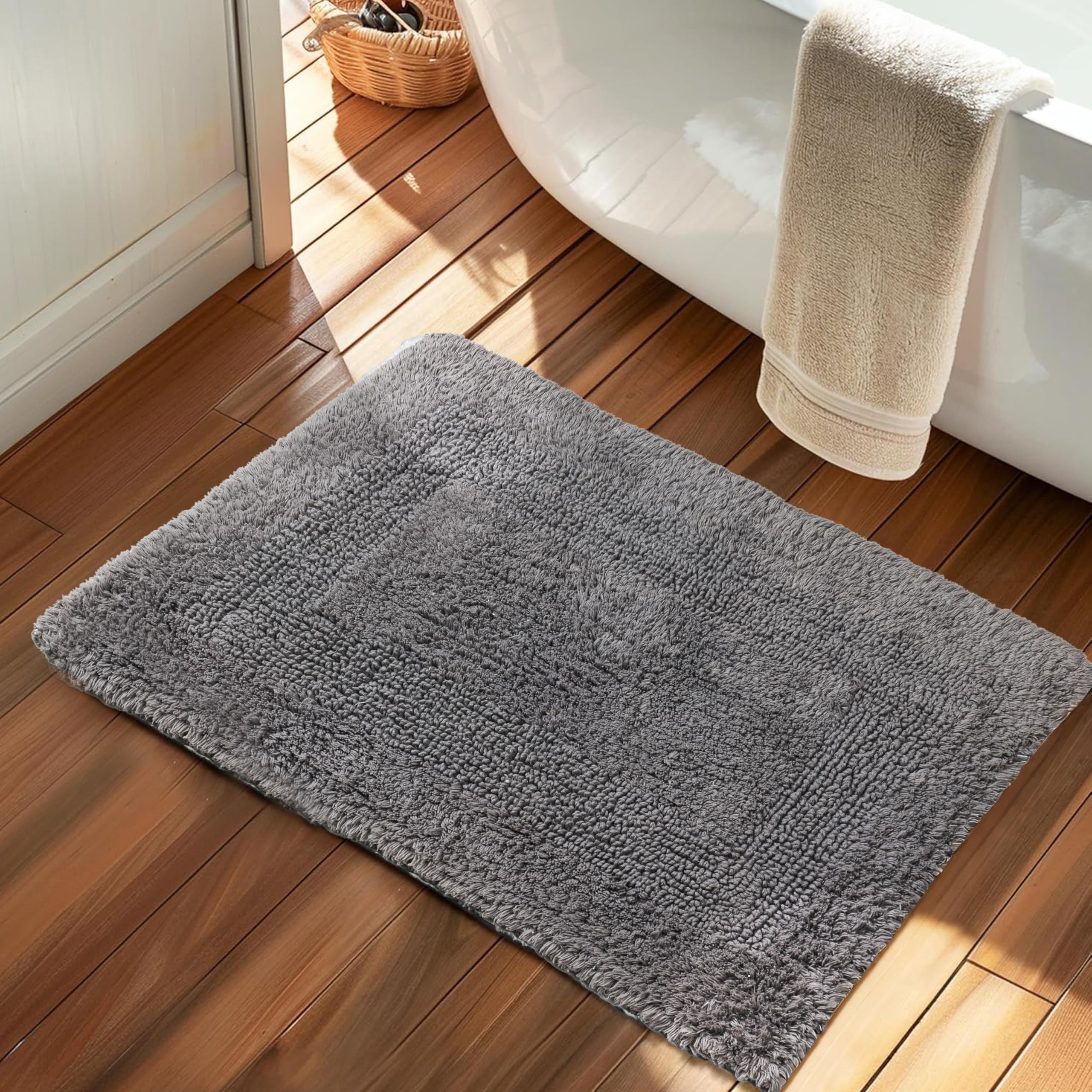 KEMA Bath Mat 17x24 Cotton Reversible Bathroom Rug for Bathroom Ultra Soft Plush Bath Rugs Water Absorbent Quick