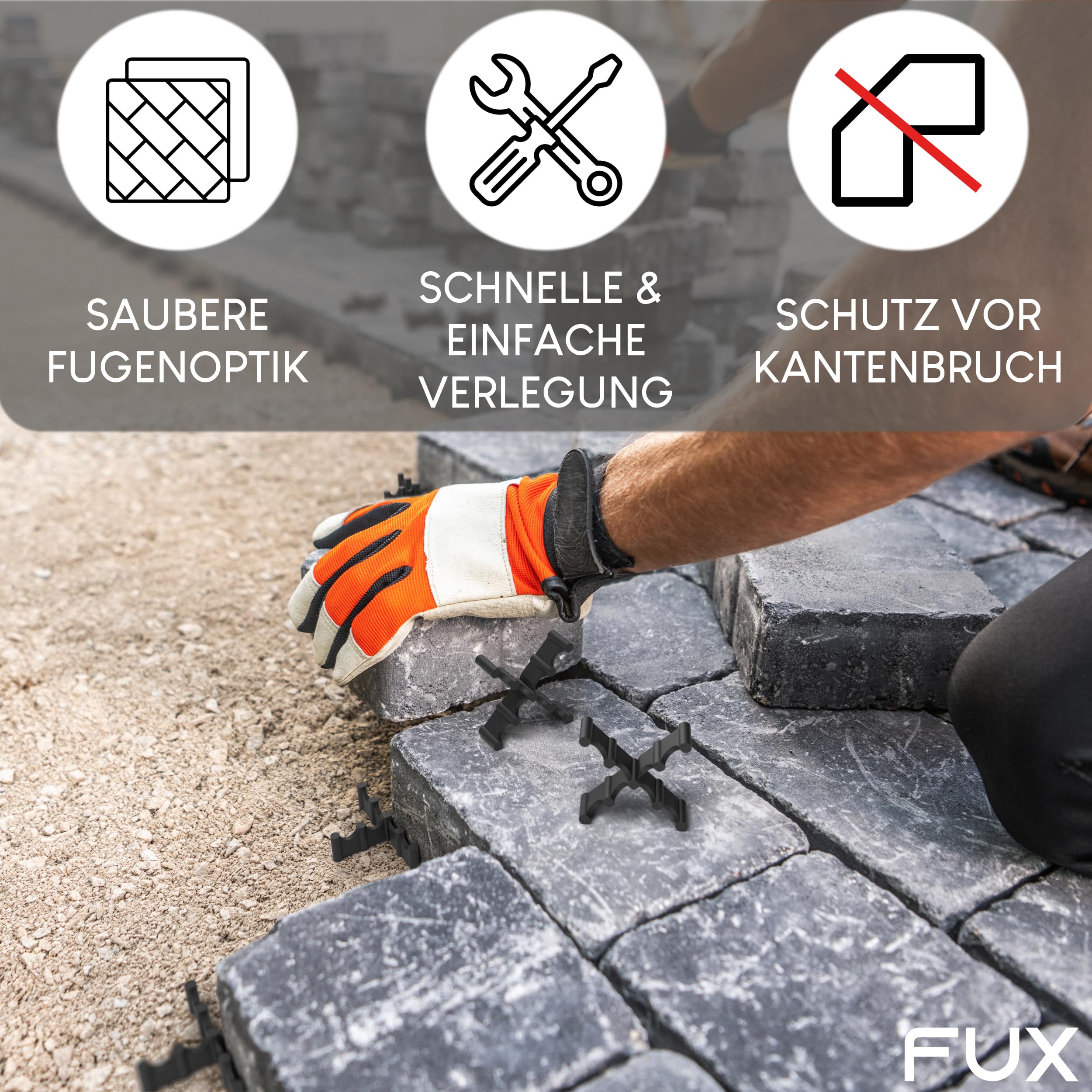 Fugenkreuz Terrassenplatten 150 Stück - 5mm - 15mm Höhe - Abstandshalter Kunststoff mit Sollbruchstelle - UV- & witterungsbeständig