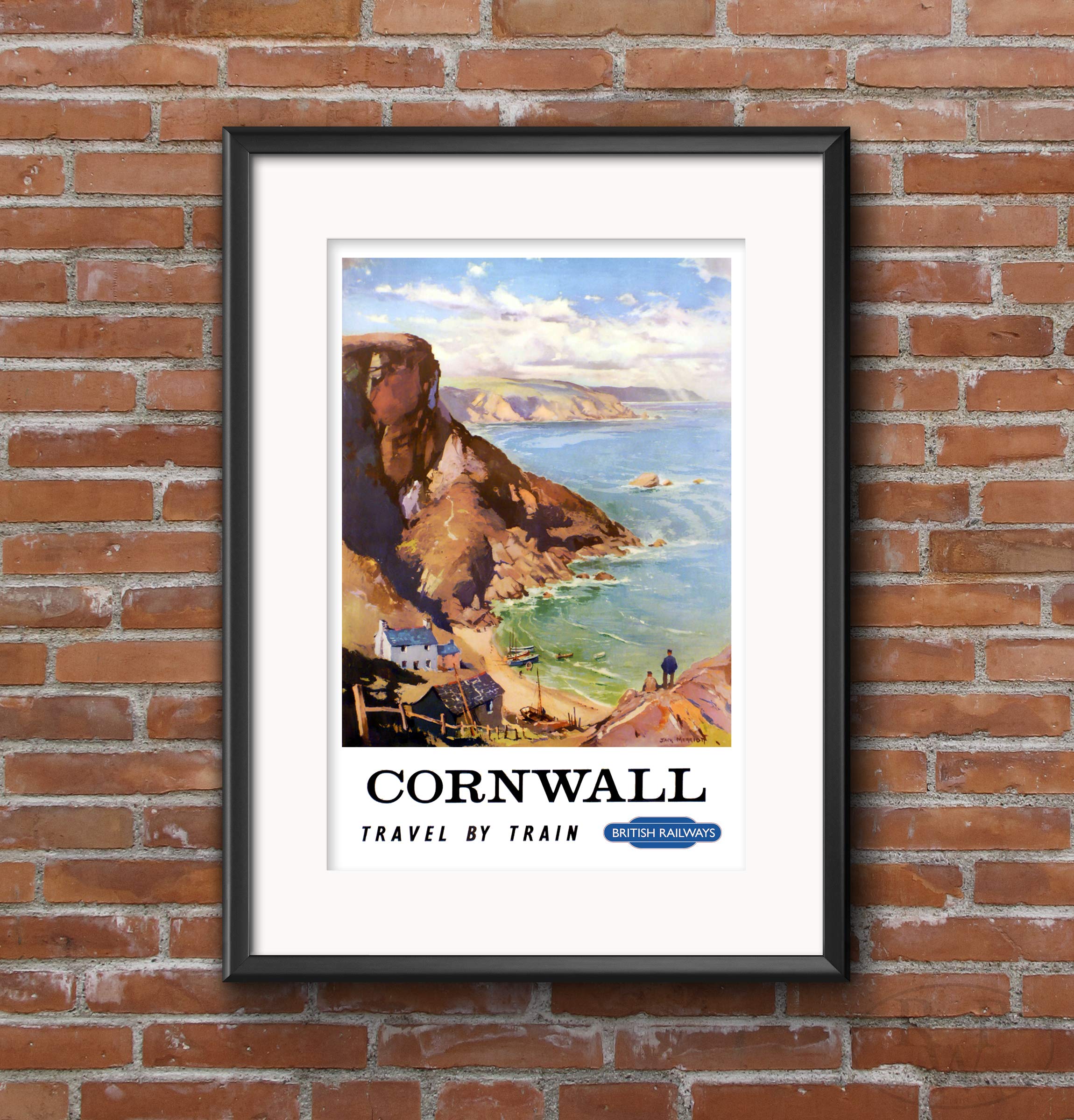 Rpw¨ Roystone Print Works Brown Vintage Cornwall Travel By Train Poster A3 Wall Art Print 40 X 30Cm 16 X 12 Inches