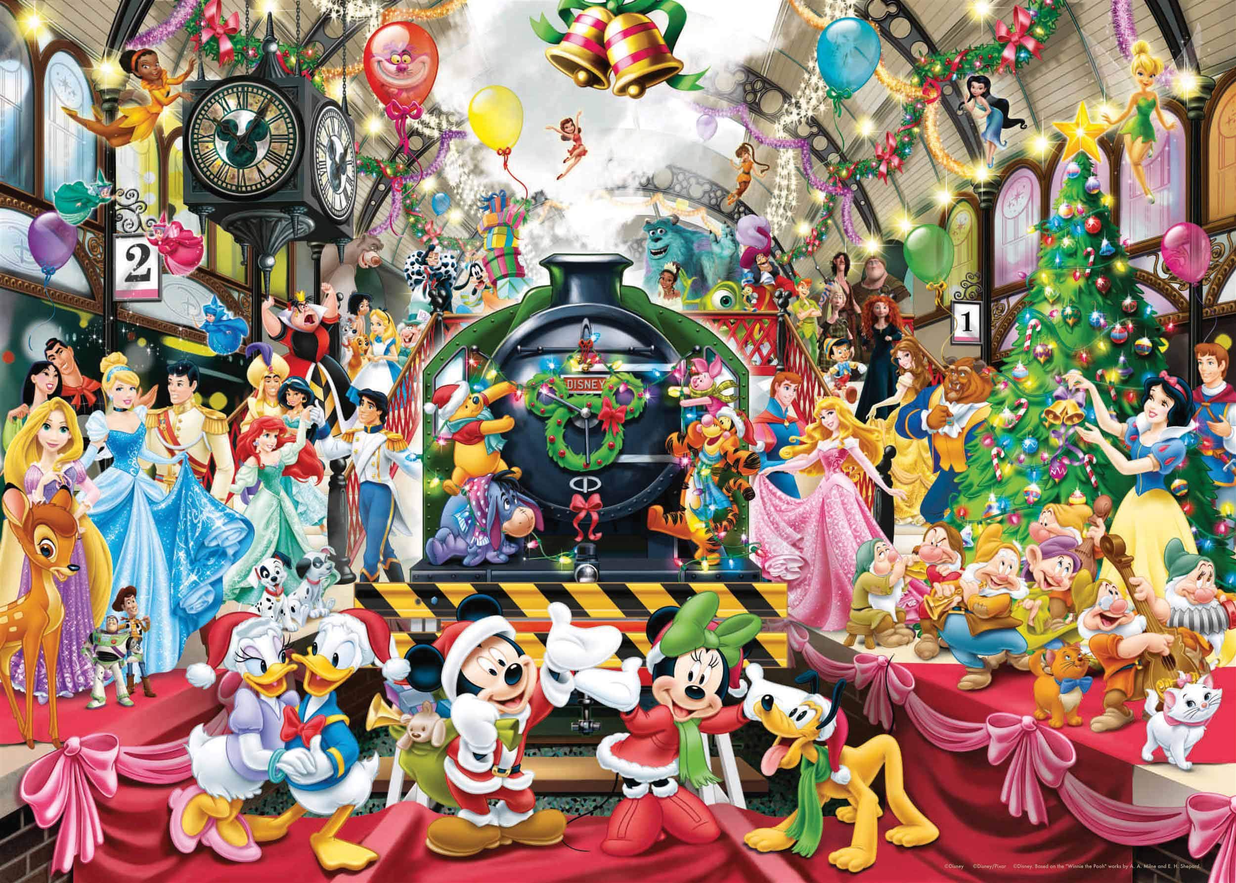 Ravensburger - 19553 - Puzzle - Tous Ã€ Bord pour Noël - Disney - 1000 Pièces