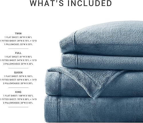 Miniatura 6 de Sleep Philosophy True North Soloft Juego de sábanas de felpa resistente a las arrugas, cálidas, suaves y de forro polar con bolsillo profundo de 14