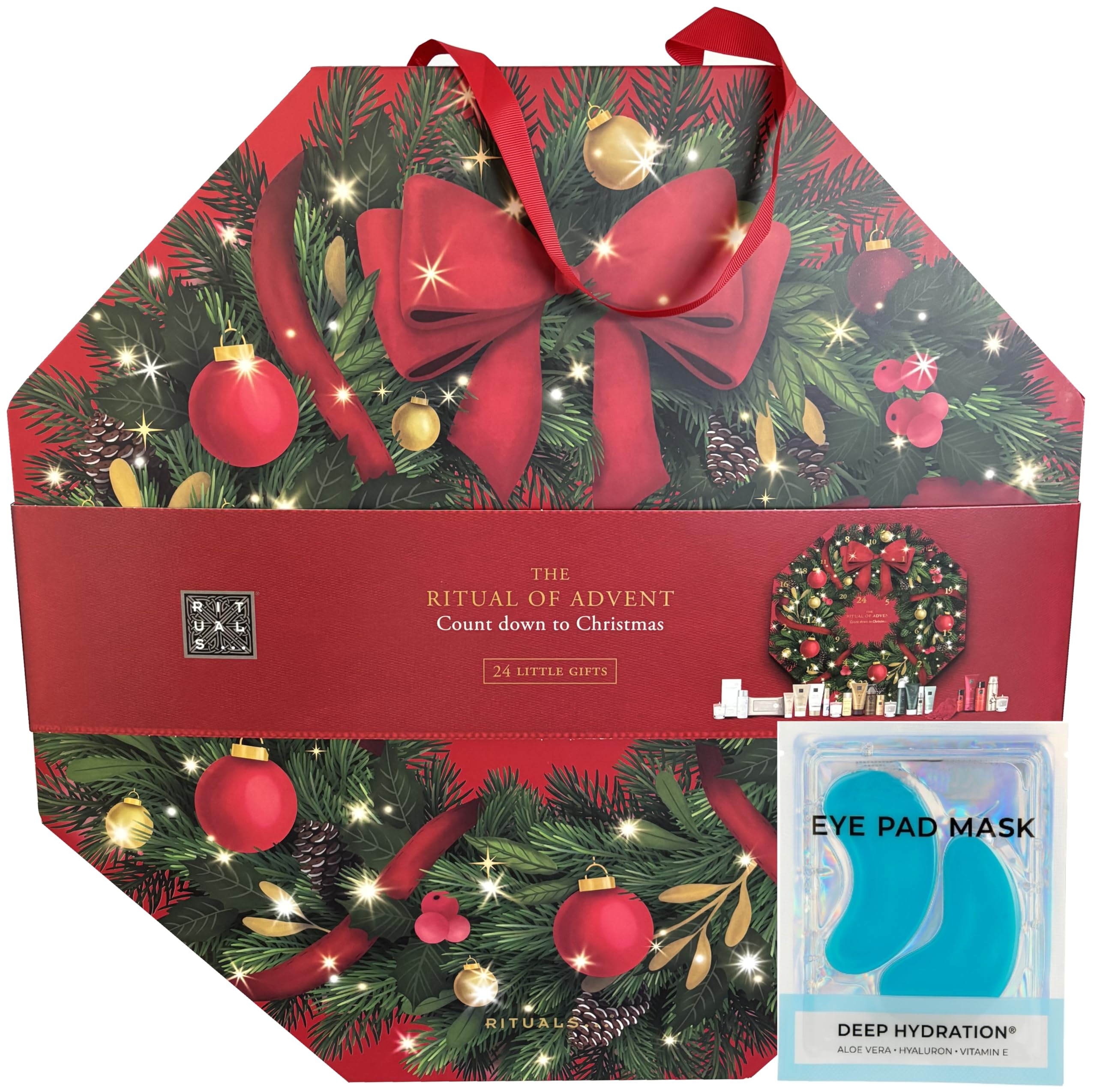 Rituals - Calendario dell'Avvento 2025 - Rosso - Classico Calendario dell'Avvento - The Ritual of Advent - Conto alla rovescia per Natale - 24 regali + regalo 1 x pad per idratazione profonda