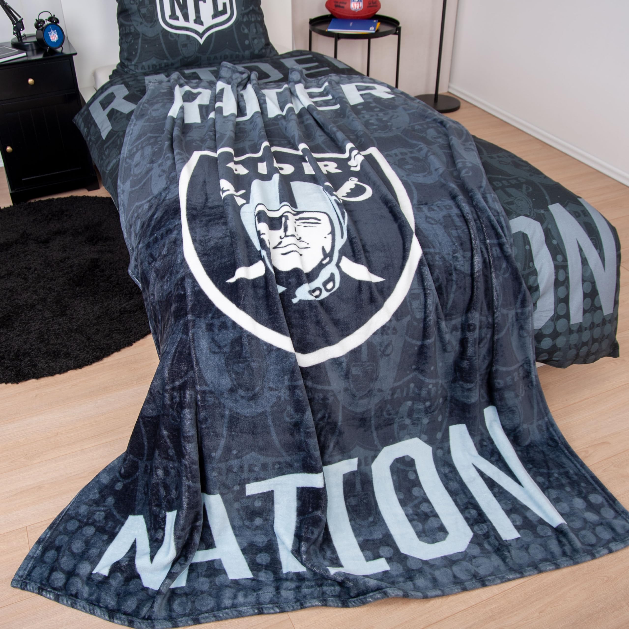 Herding Coperta Wellsoft NFL Raiders, 150 x 200 cm, Morbida e Confortevole, Poliestere