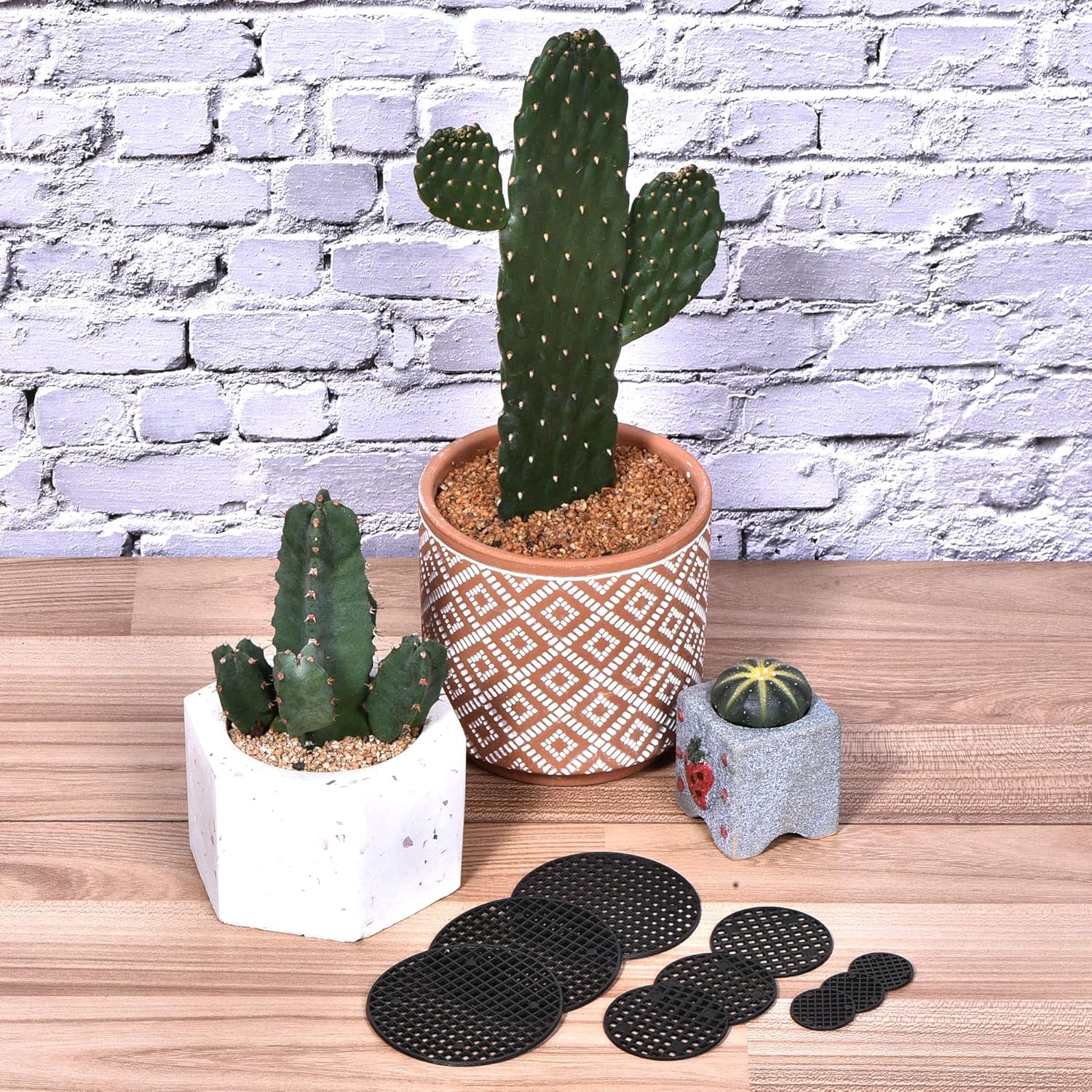 MECCANIXITY Flower Pot Hole Mesh Pad 1 1.8 3 Inch Bonsai Plant Bottom Round Plastic Soil Grid Screen Mat, Black 150in1 Set
