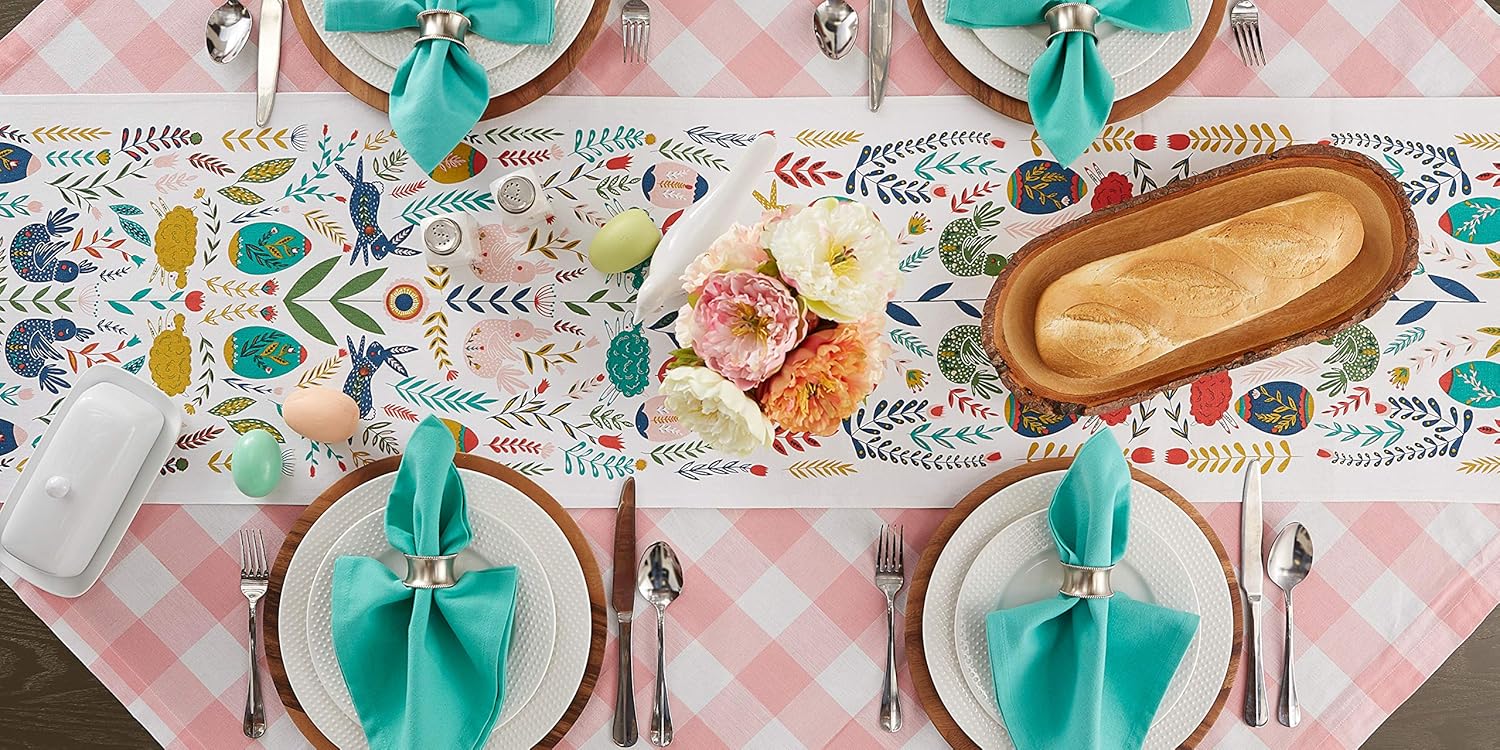 DII Easter Folk Collection, Kitchen Tabletop, Table Runner, 14x108, Easter Folk