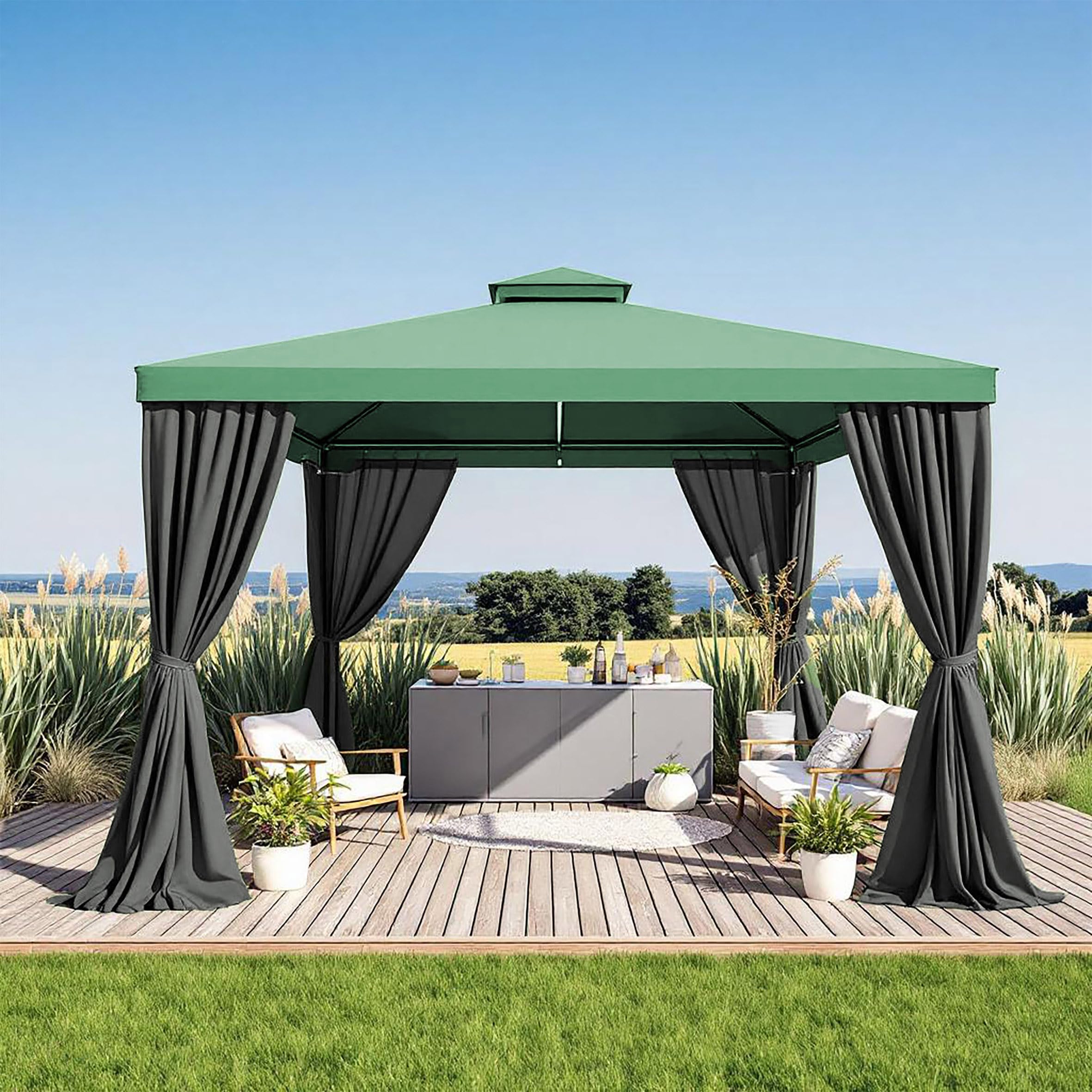 Tetto di ricambio Gazebo con rivestimento in PVC (impermeabile) - metri 3x3-270 gr/m² poliestere (verde)
