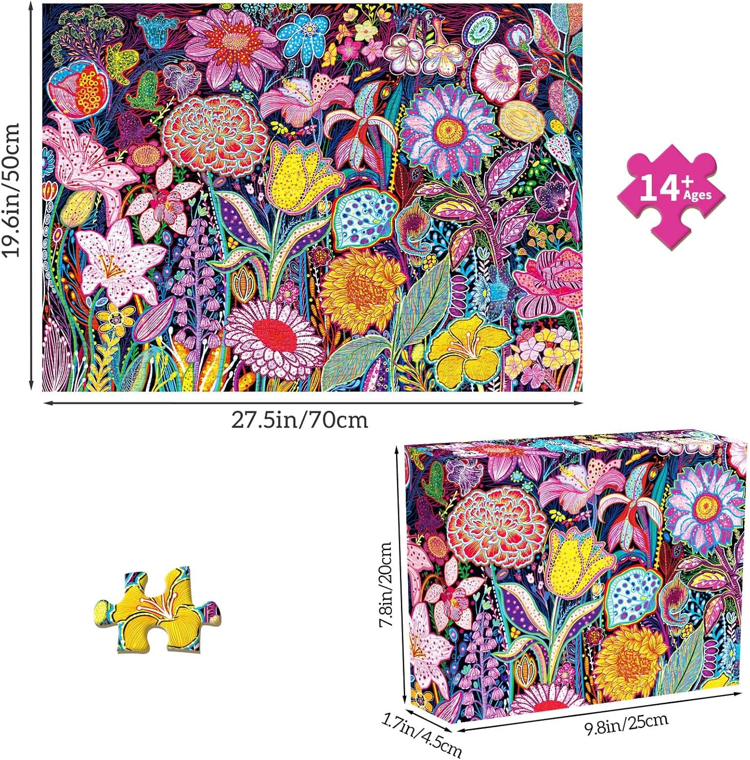 Puzzles for Adults 1000 Pieces, Artistic Blooms Jigsaw Puzzles, Fun and Relaxing Challenging Puzzle, Floral Flower Puzzles, Interlock Perfectly No Dust, Gifts for Easter Earth Day