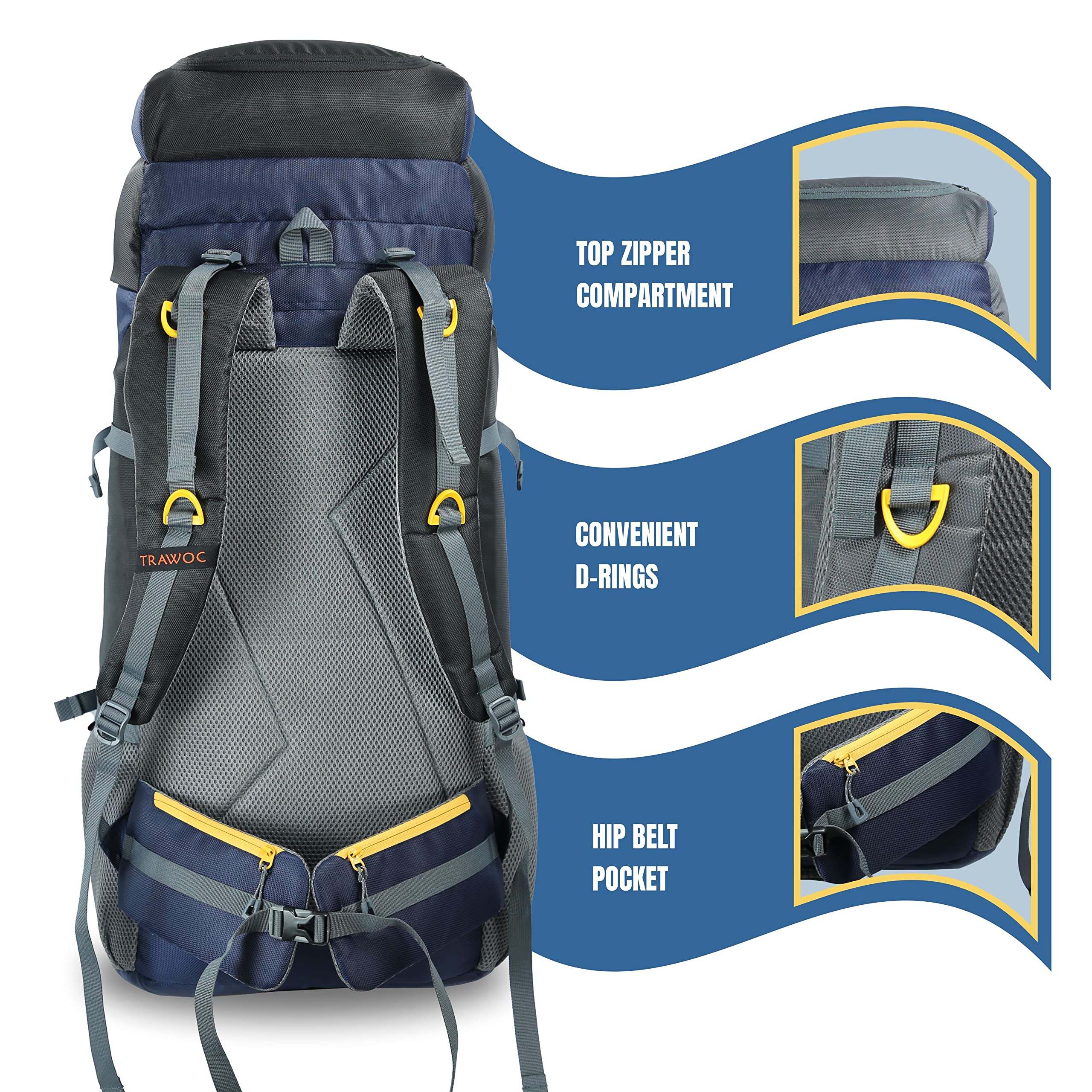 Trawoc Airwave 60l Travel Backpack Hiking Trekking Bag Camping