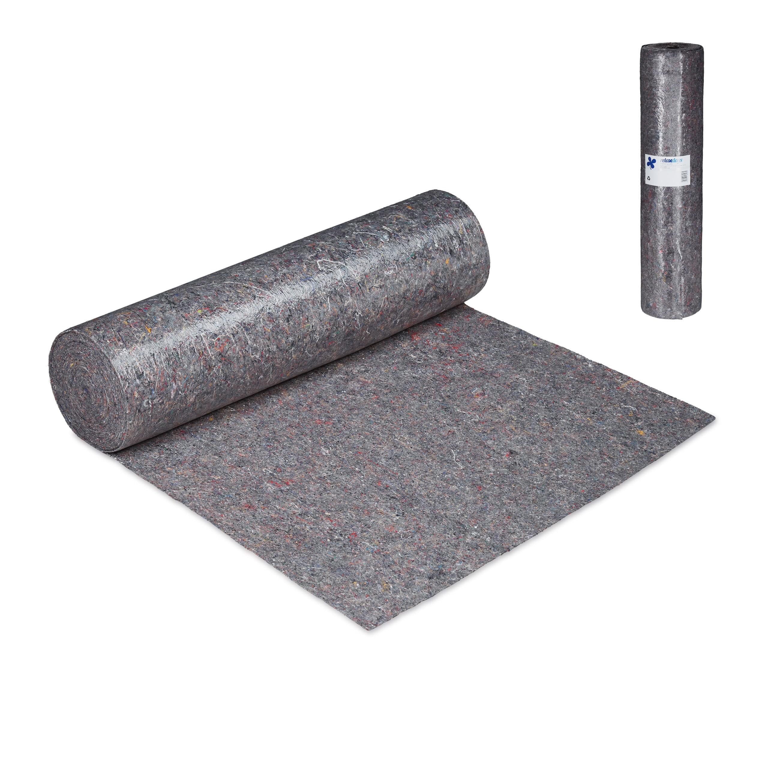 Relaxdays Fieltro Protector, Manta Mudanza, Moqueta Pintor, 180g/m² 1x50m = 50m², Antideslizante, Repelente Agua, Gris