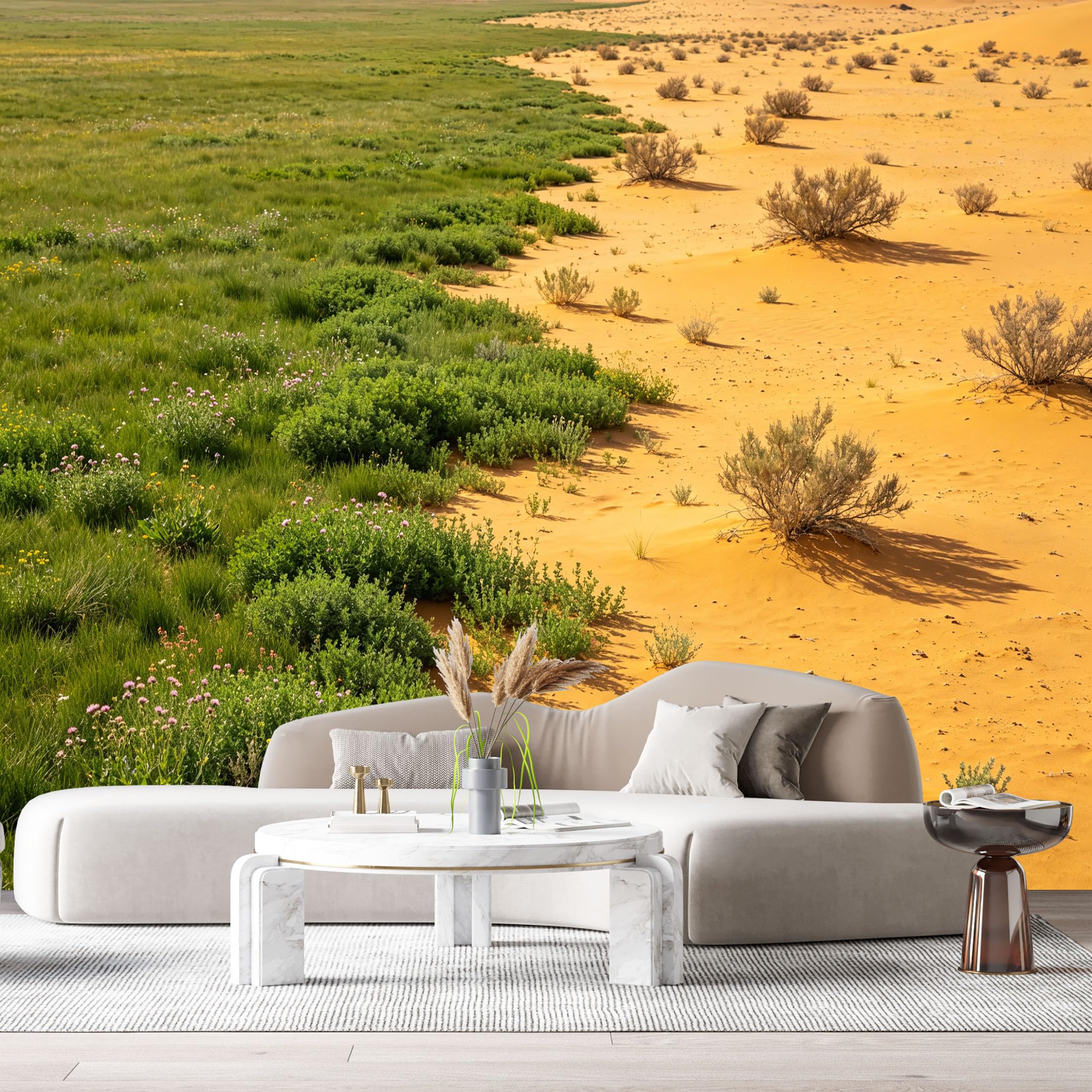 Custom Size Wall Murals Desert Oasis Landscape Sand Dunes Green Plants SelfAdhesive Wall Fabric Removable Large Wallpaper for Photo Living Room