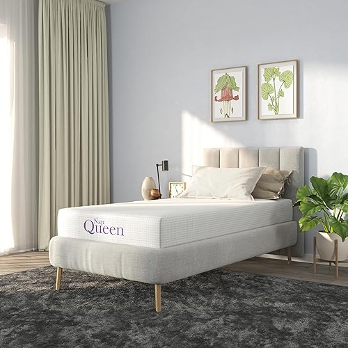 Miniatura 5 de NapQueen Colchón tamaño individual de 6 pulgadas, colchón de espuma viscoelástica de carbón de bambú, cama en una caja, color blanco