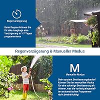 DEWENWILS Öntözőkomputer 4 Kimenettel - Kerti Öntözésvezérlő Időzítő, 4 Zónás Programozás, Esőkésleltetés, Vízálló Kivitel, Fekete 4