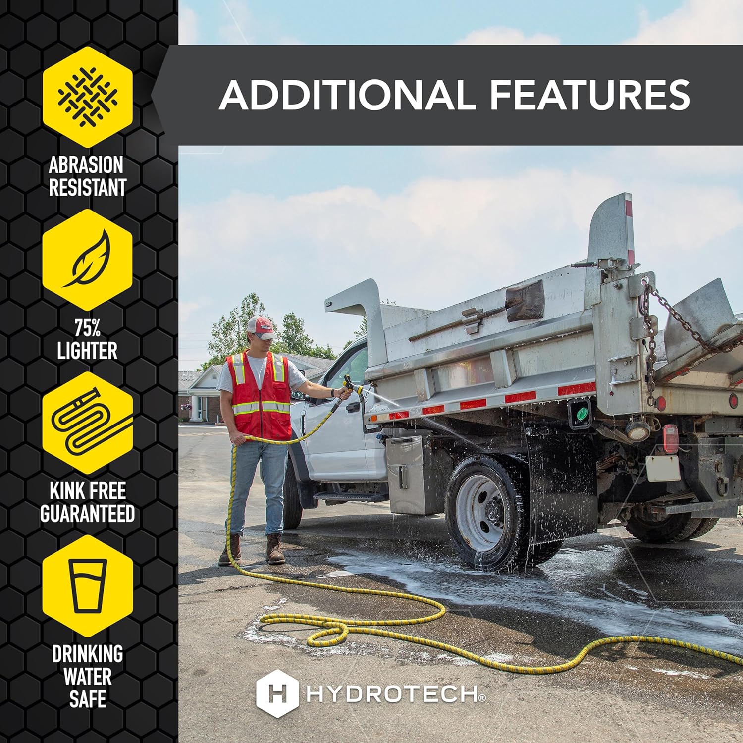 HydroTech 100 ft Expandable Garden Hose - Pro Series, 2x Max Flow, 3/4" No-Kink Flexibility, Lightweight Hose for Lawn, Garden, Car Washing, Deck and Patio Cleaning