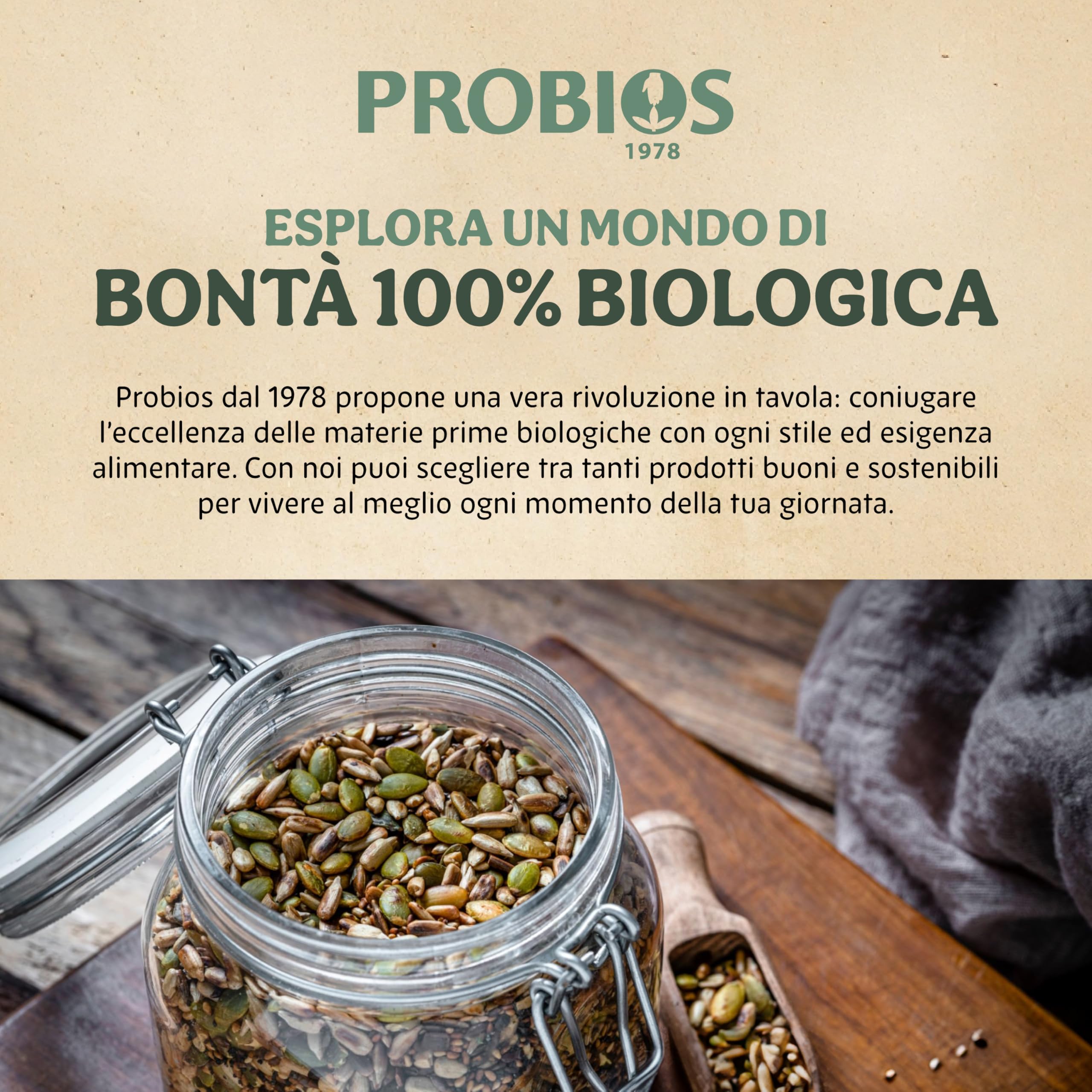 Probios Semi Misti Tostati Biologici - Ricchi di Proteine ​​e Fiber - Semi Naturali e Senza Glutine - Confezione da 6 x 250 g