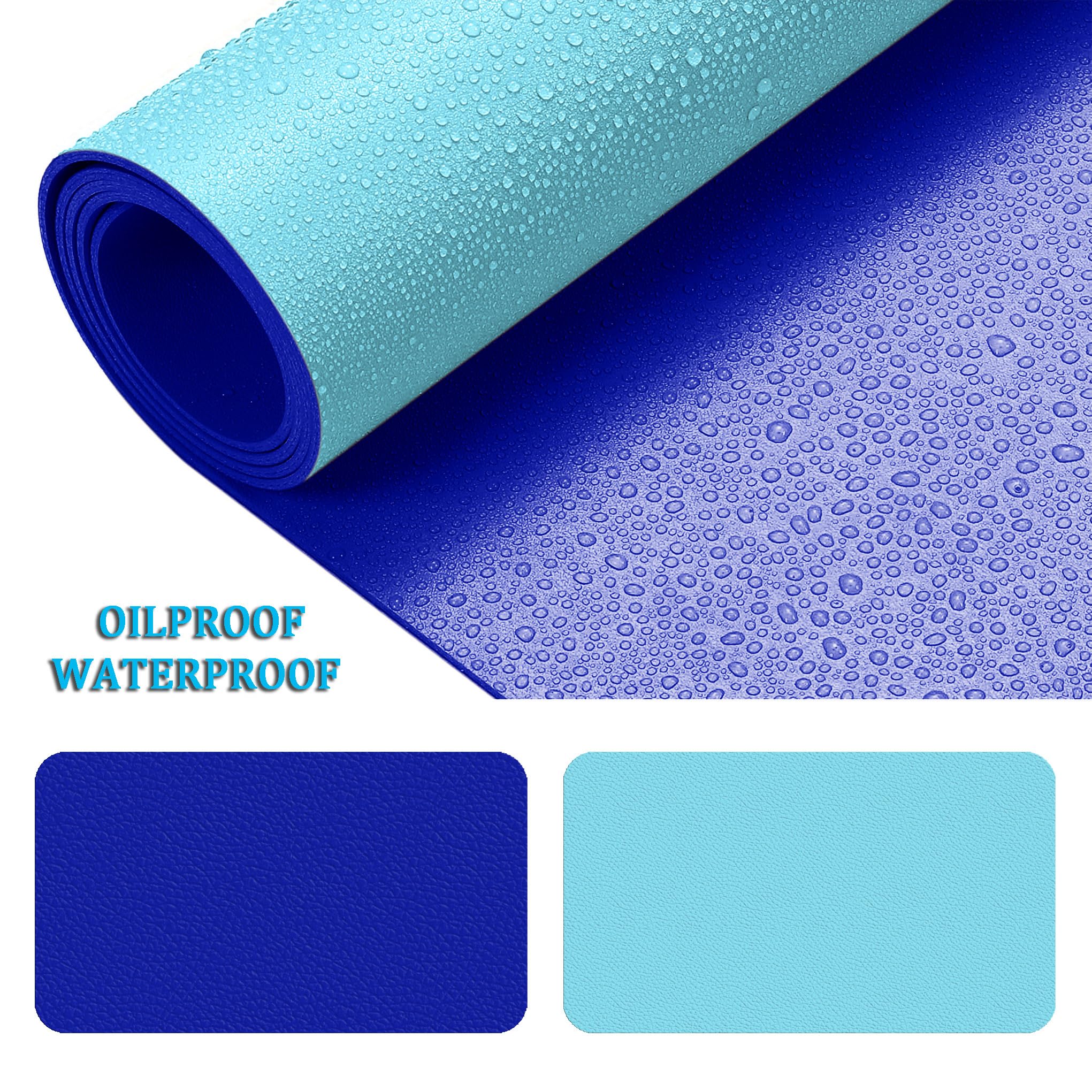 LL-COEUR Double Face Cuir Tapis de Souris Hydrorésistant Mouse Pad Ordinateur Table Mat (1400 x 500 x 2 mm, Bleu Royal + Bleu Ciel)