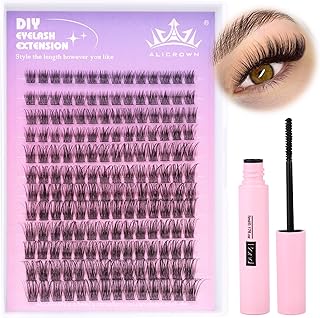 Lash Clusters DIY Lash Extension Kit 168Pcs Fluffy Cluster Eyelashes Extension Kit Natural Individual Lashes Cluster Kit with Lash Glue Wispy 8-16MM Cluster Lashes Kit
