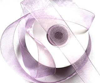 Cinta de organza de 25 m, 2,5 cm de ancho, 25 mm de ancho, color lila